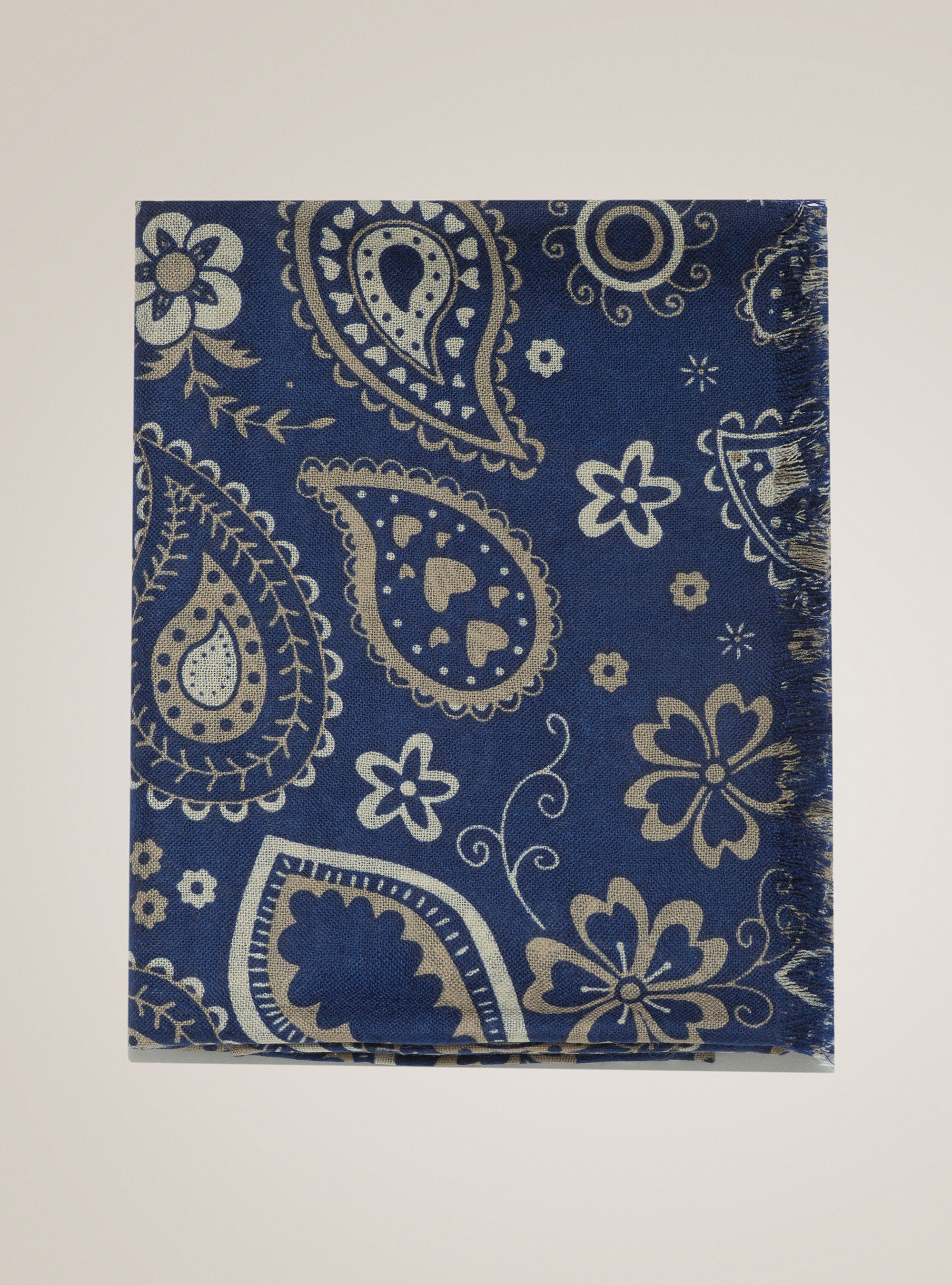 Sciarpa in 100% lana a fantasia, BLU NAVY