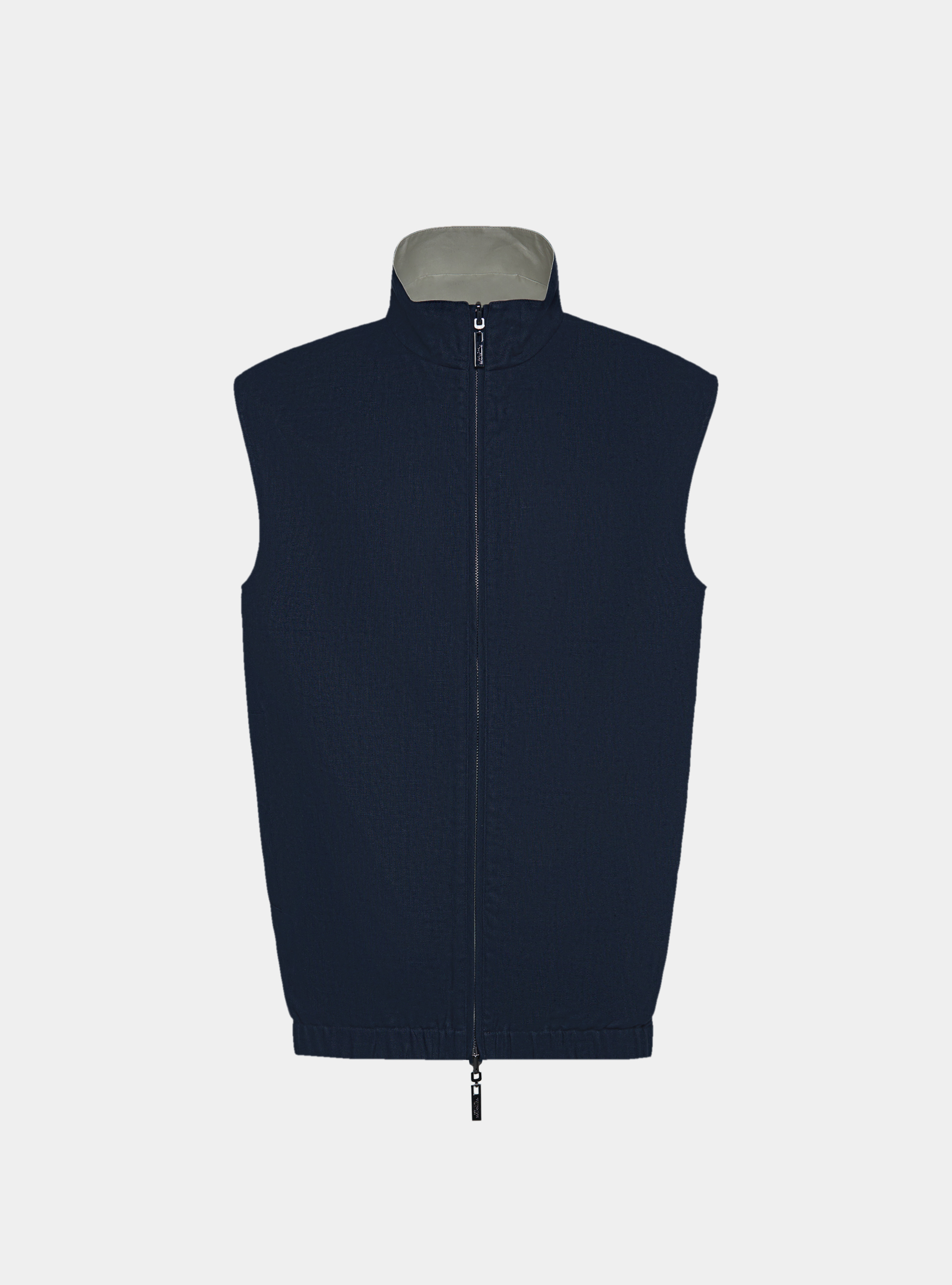 Reversible sleeveless in pure linen, NAVY BLUE