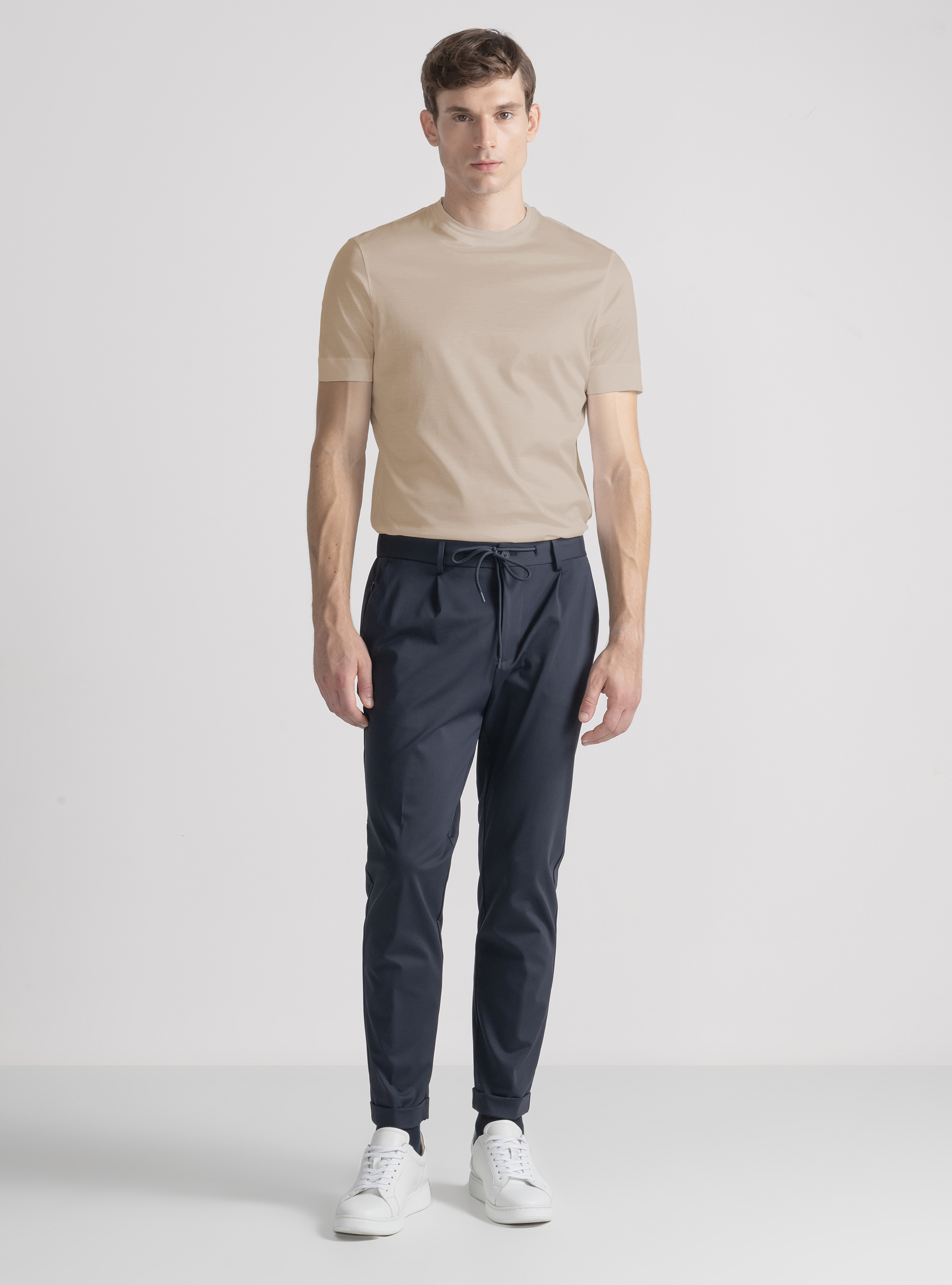 T-shirt mezza manica in filo di Scozia, SABBIA