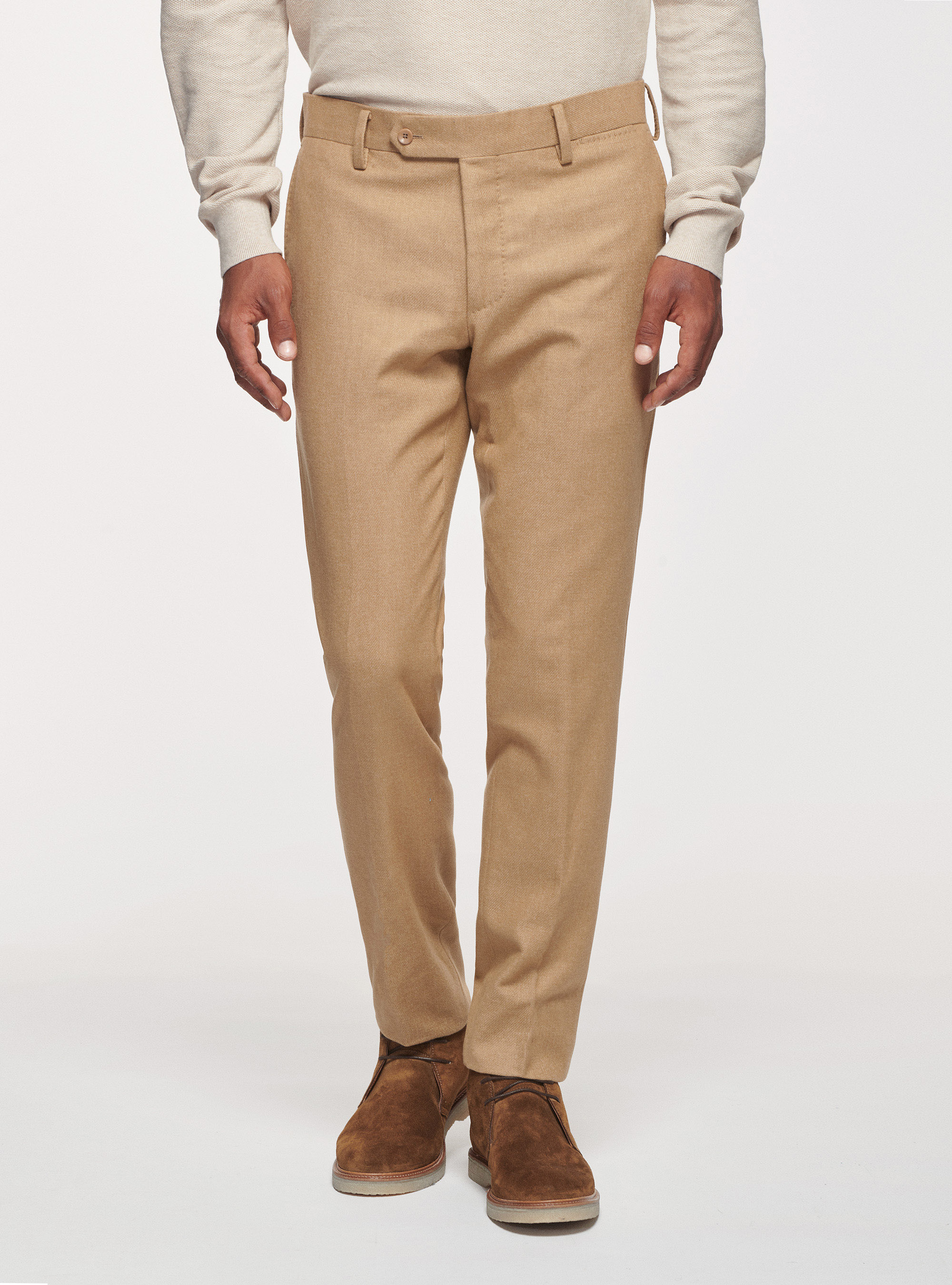 Pantaloni in flanella di lana Duemilagori, SABBIA