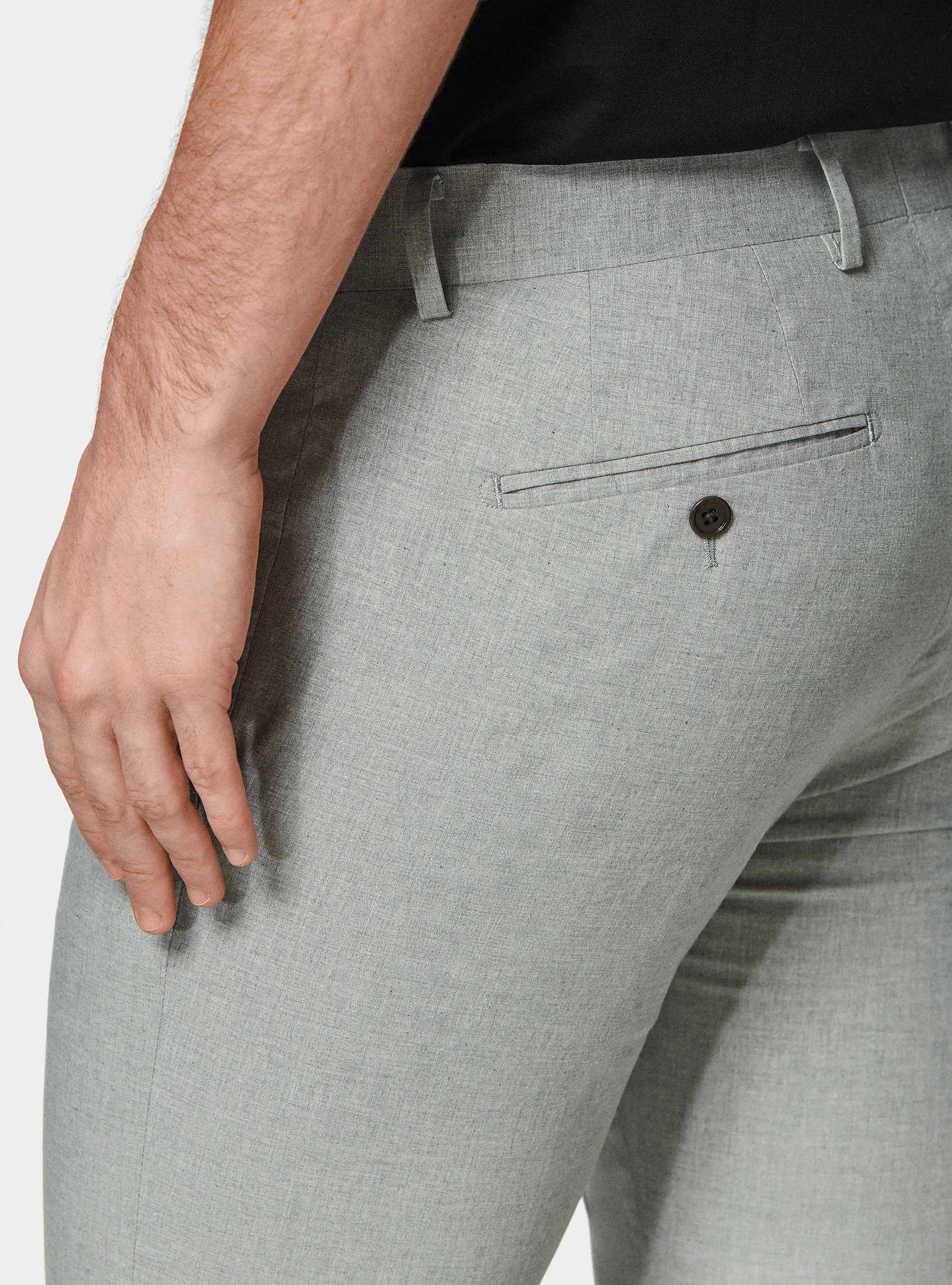 Pantaloni abito grigio in cotone stretch, GRIGIO MELANGE 0151C