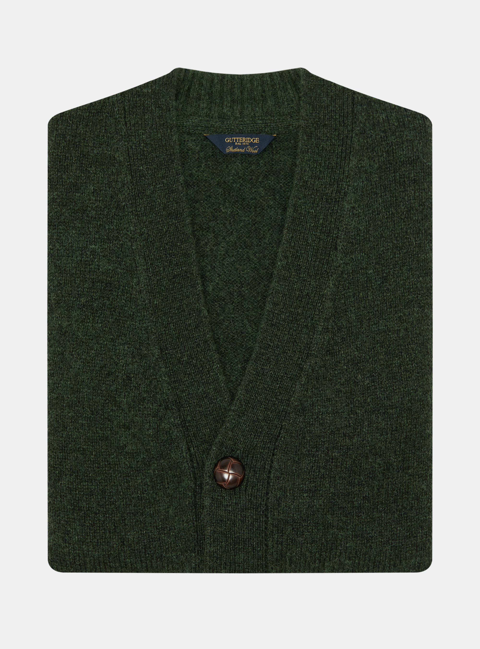 Shetland wool knit cardigan, GREEN