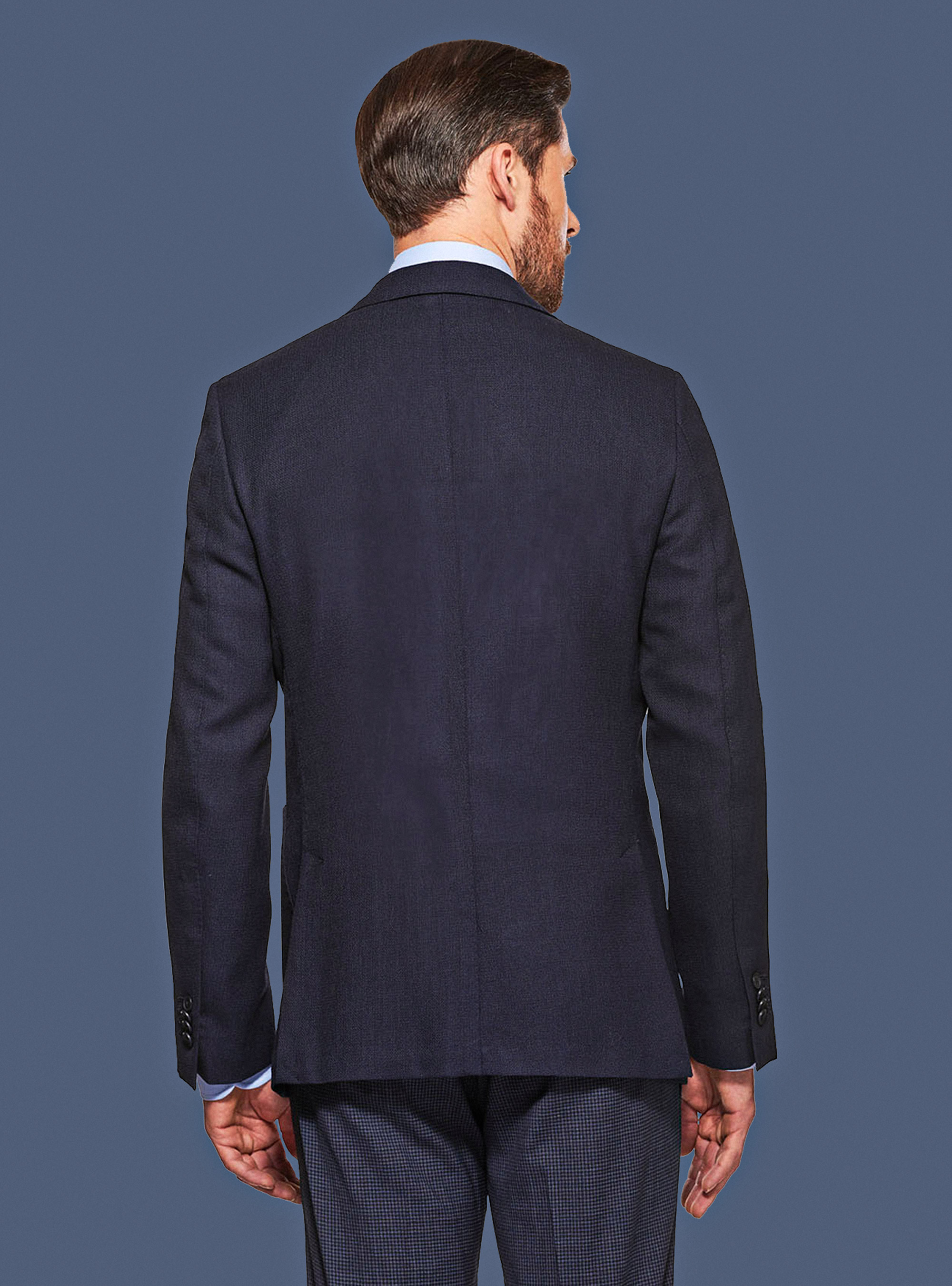 Jacket in cool wool, NAVY BLUE