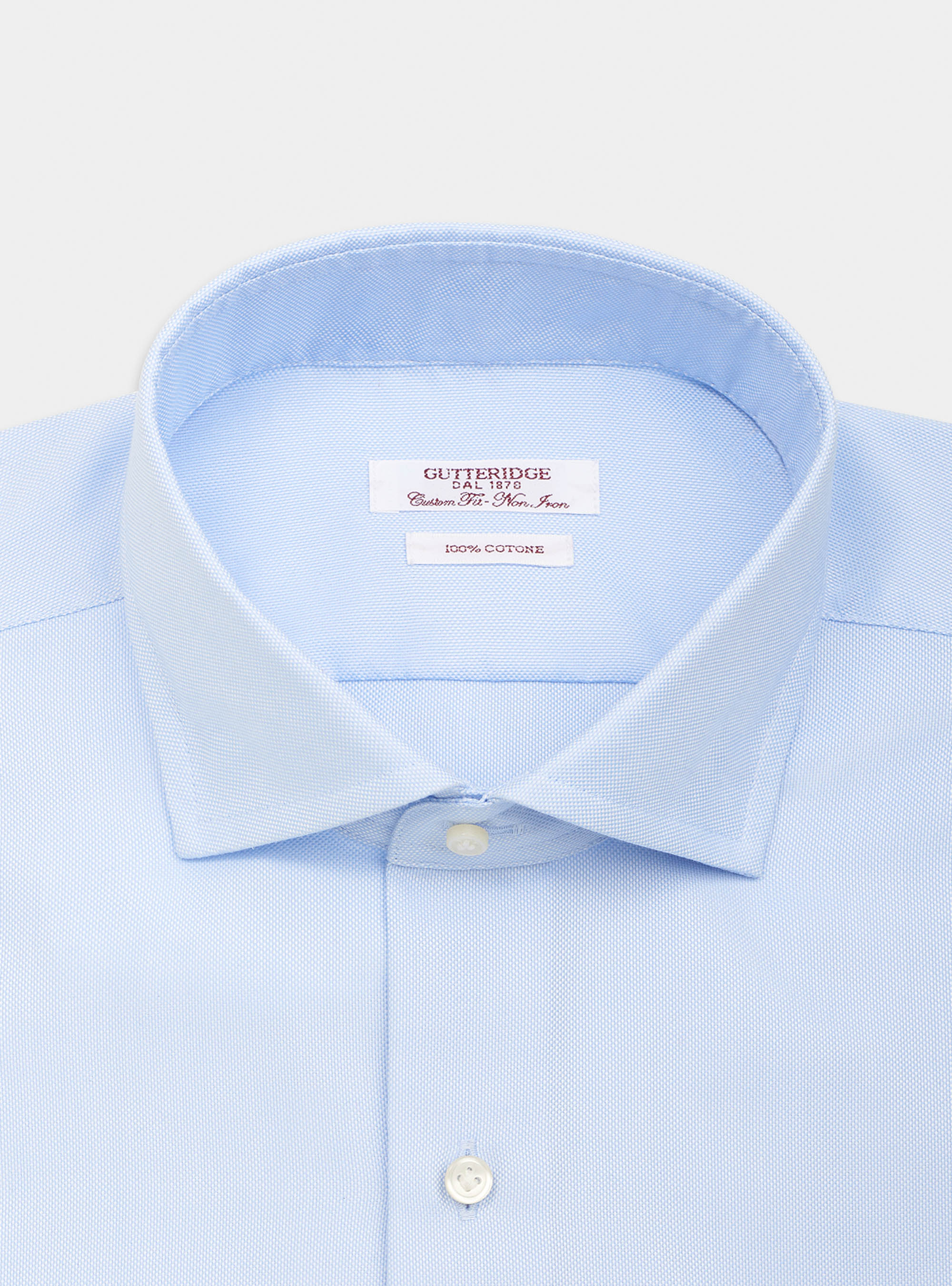 Camicia custom non iron in oxford di cotone, AZZURRO