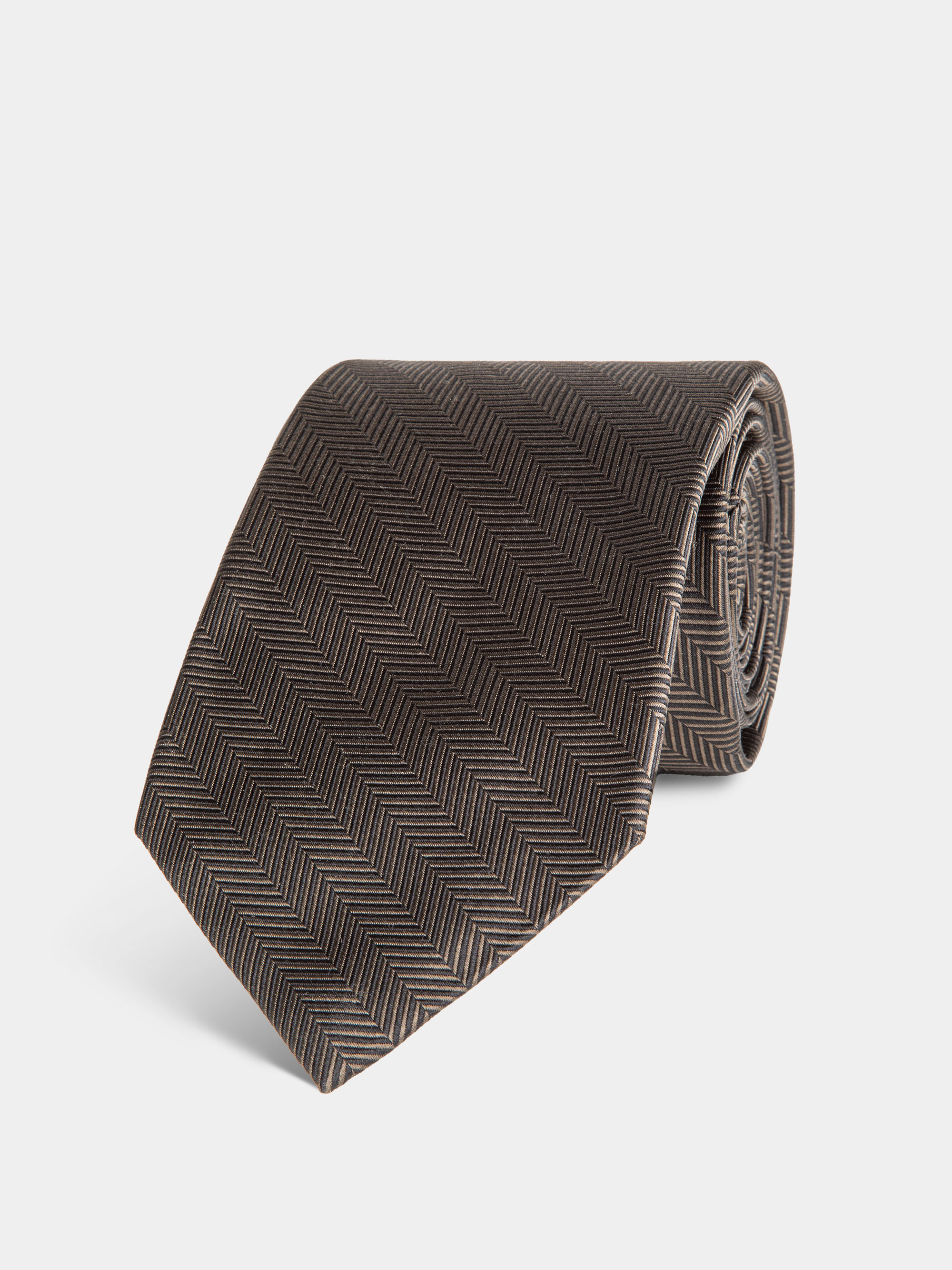 Cravatta in seta fantasia spigata, FANGO