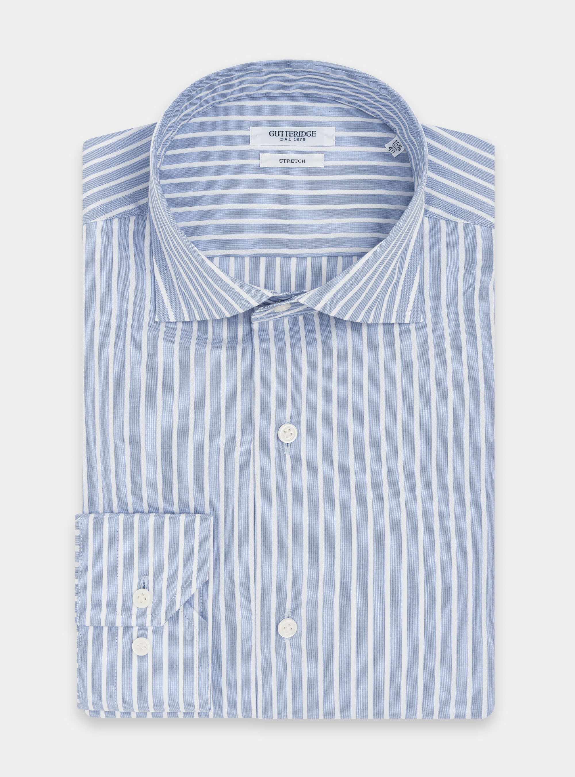 Camicia in misto cotone stretch, AZZURRO