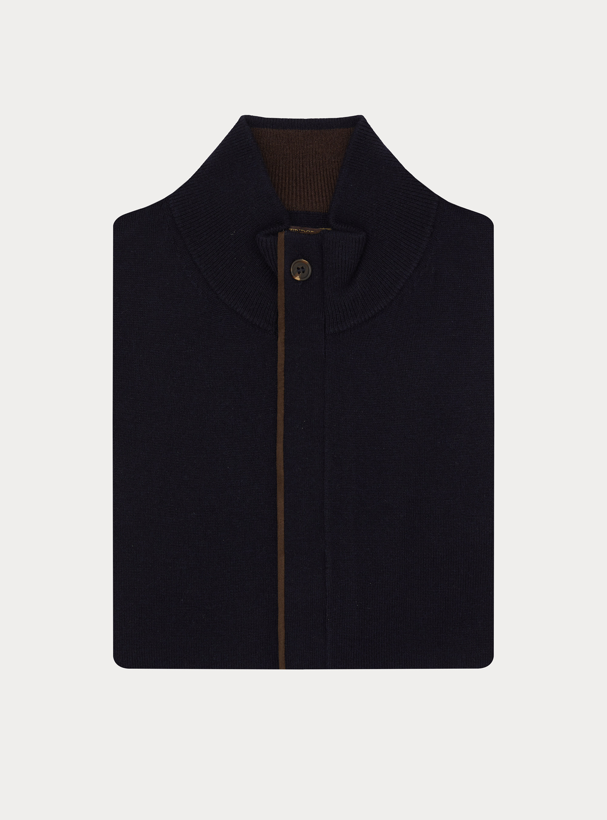 Gilet zipp&eacute; in laine d'agneau et cachemire, BLEU MARINE