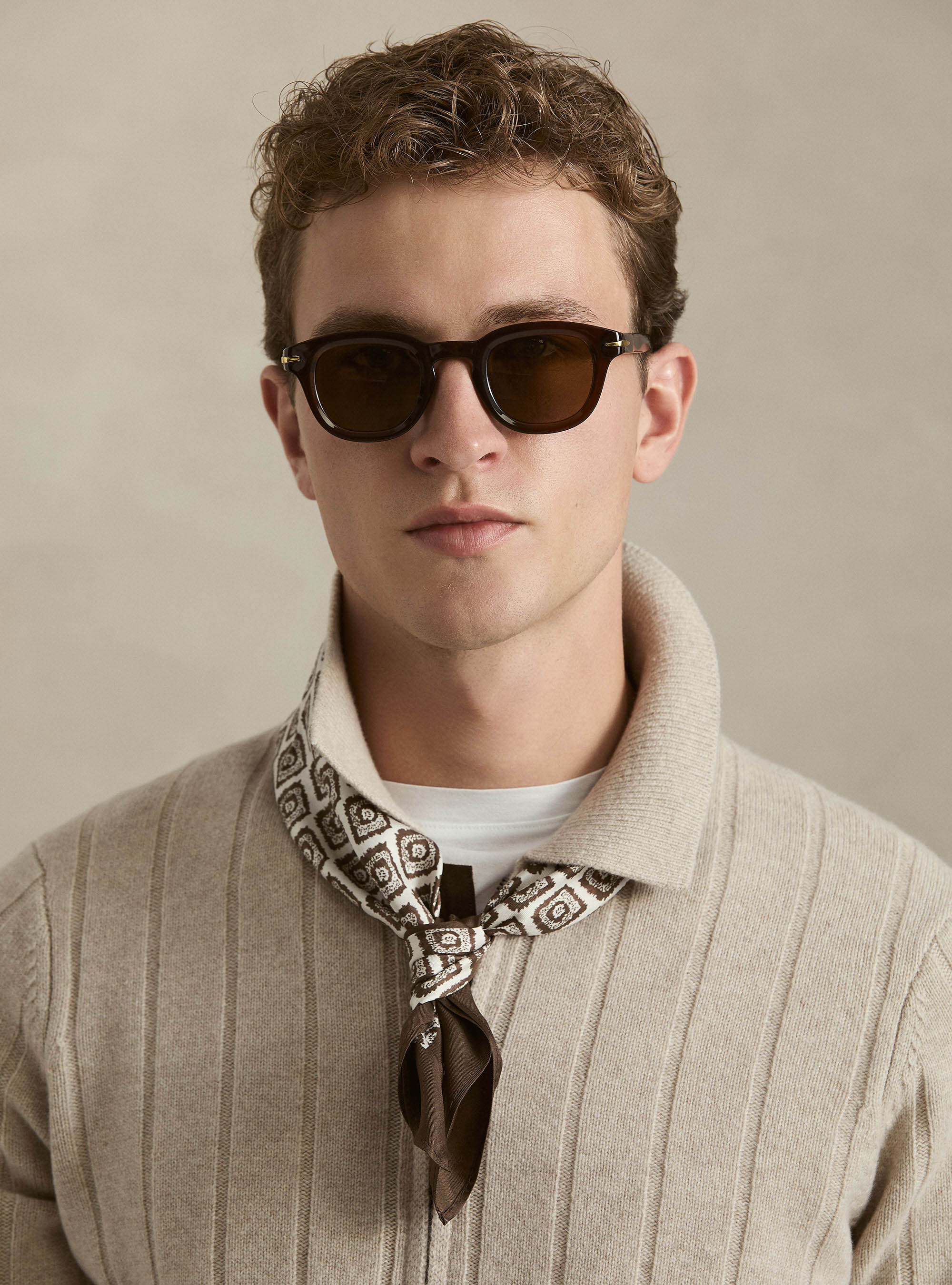 Full-zip wool-cashmere flat-ribbed sweater, ECRU