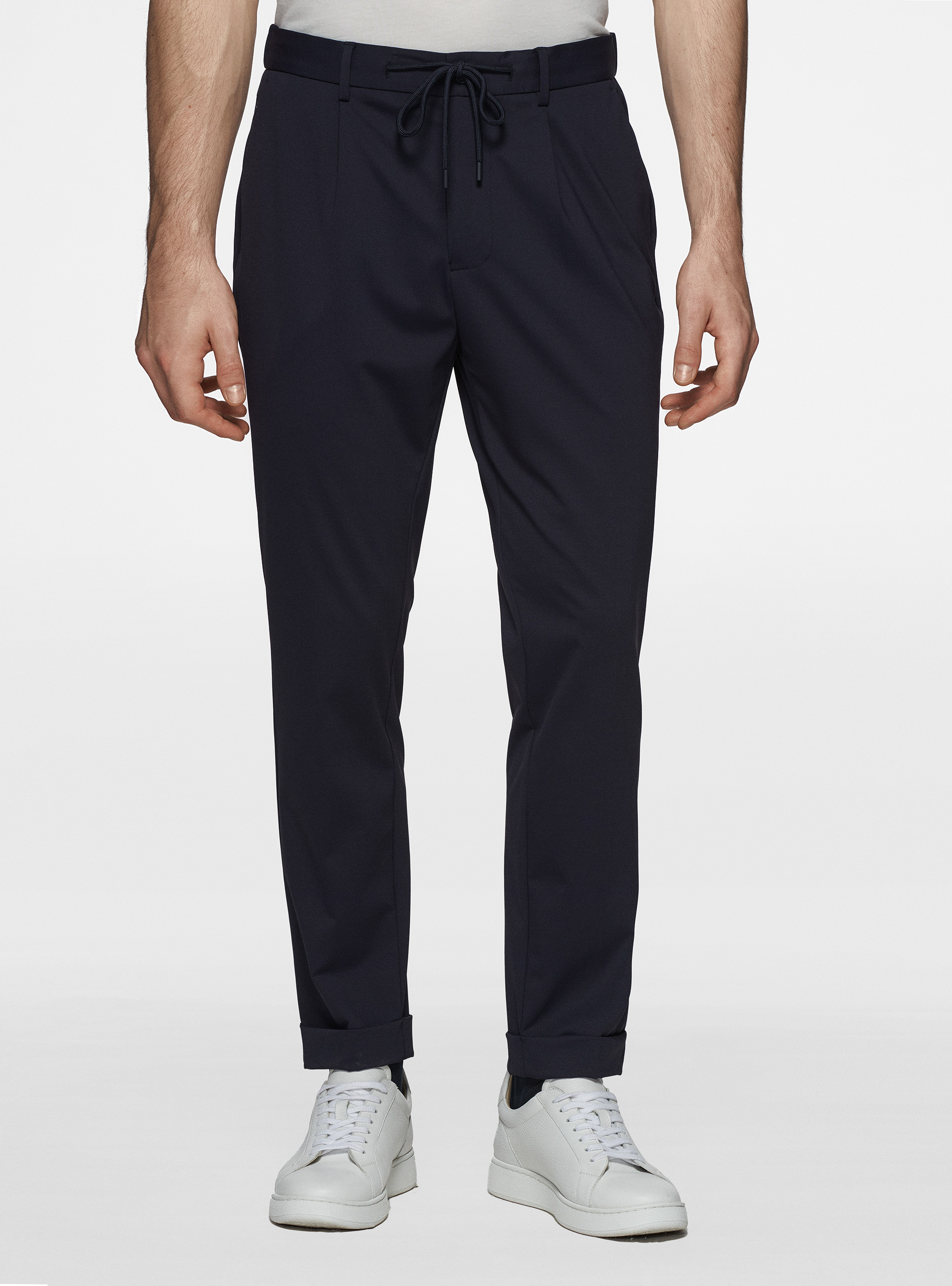GT01 trousers in stretch nylon, NAVY BLUE