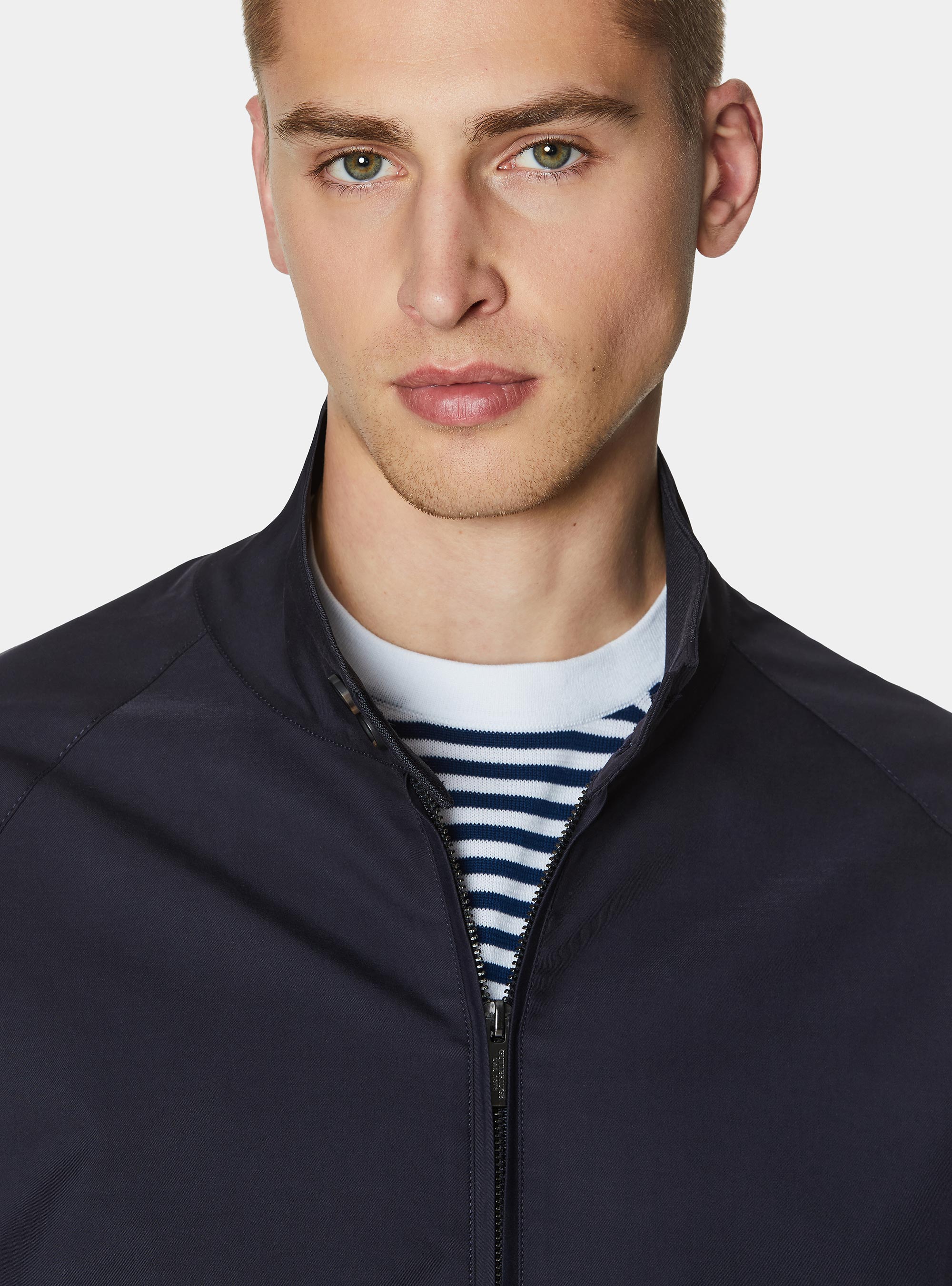 Cazadora bomber en mezcla de algod&oacute;n, AZUL MARINO