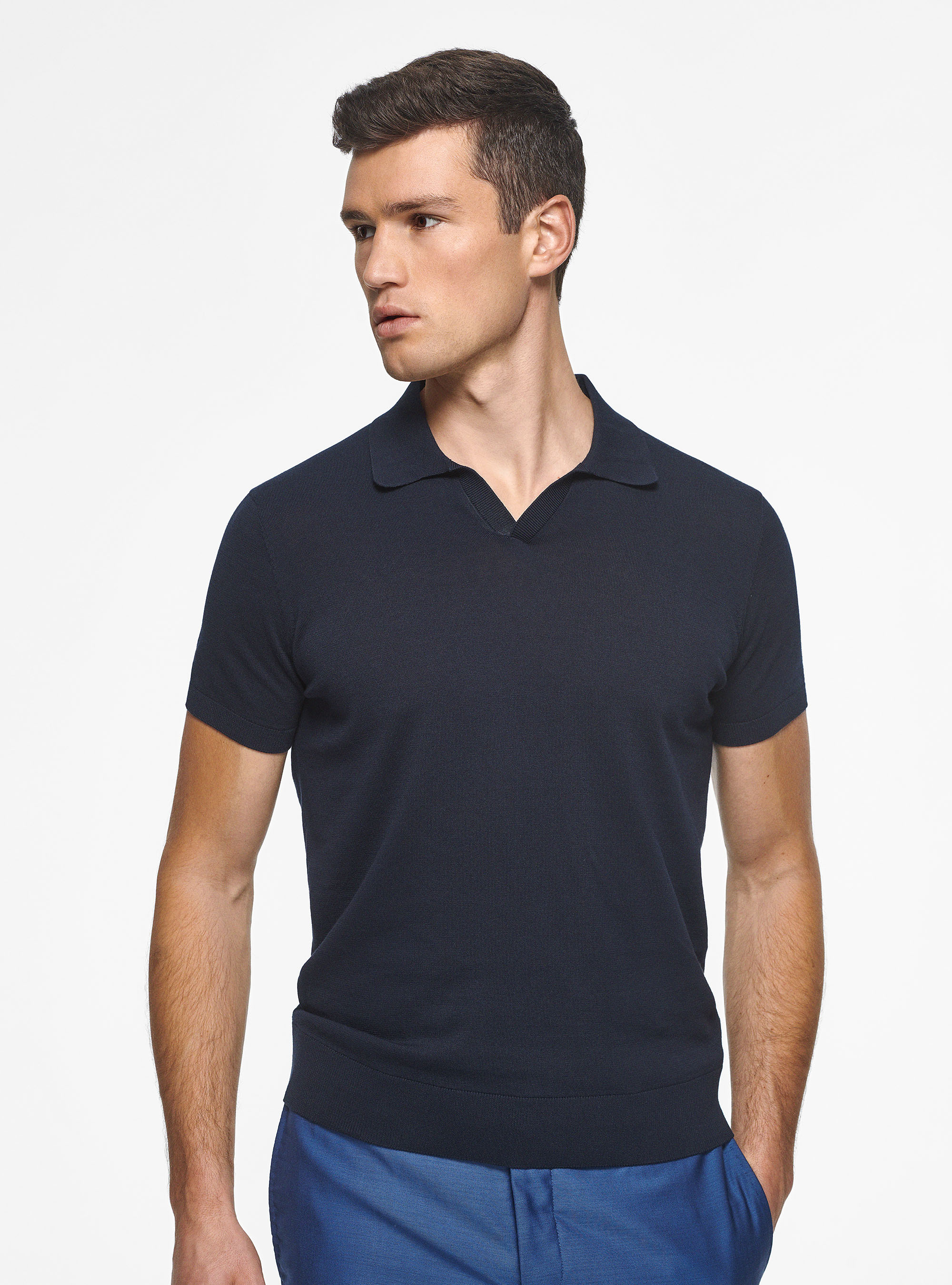 Gutteridge - Polo in maglia di cotone extrafine, Unisex, Blu Navy, Taglia: S