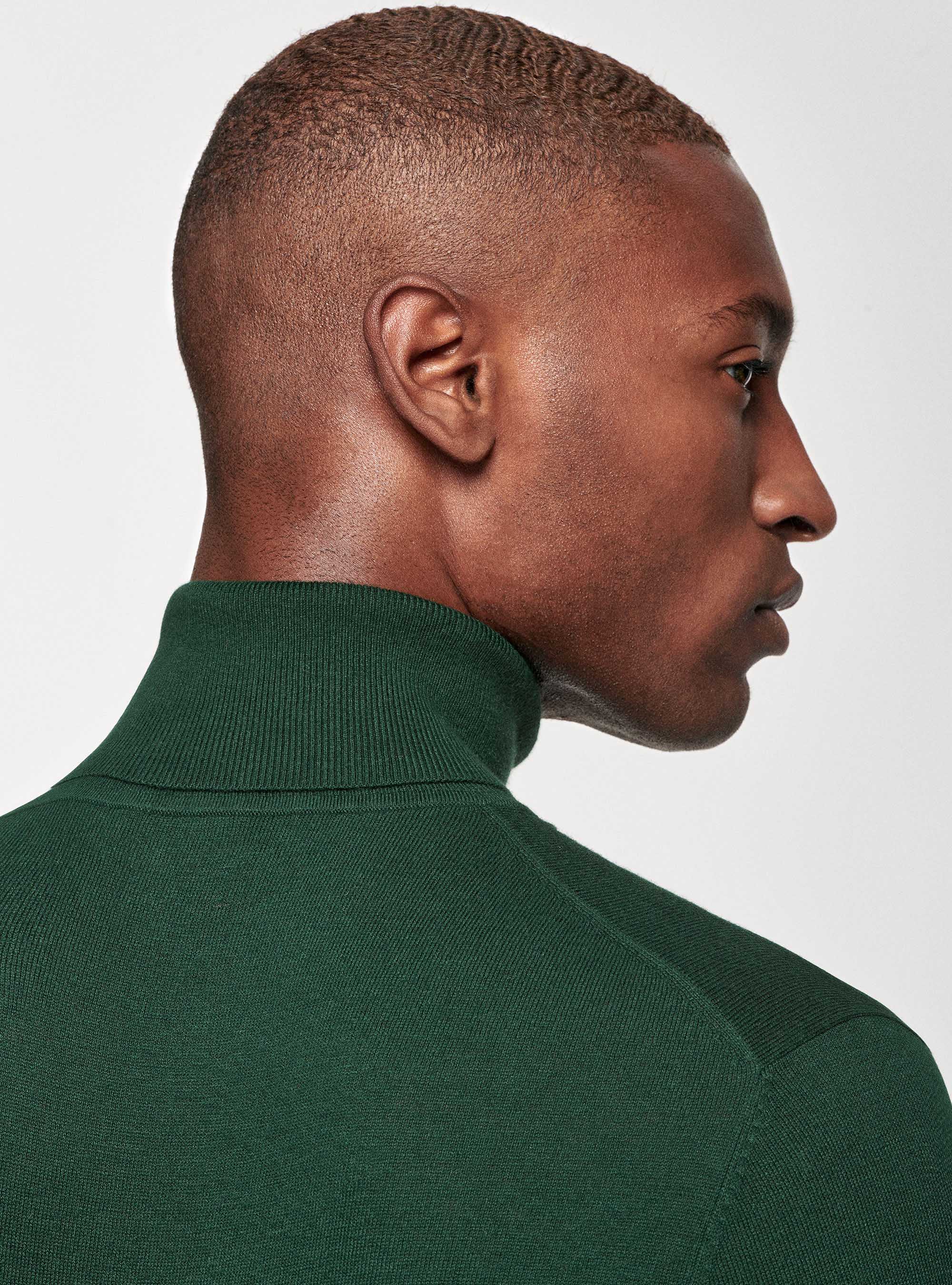 Silk and cashmere cotton turtleneck, GREEN