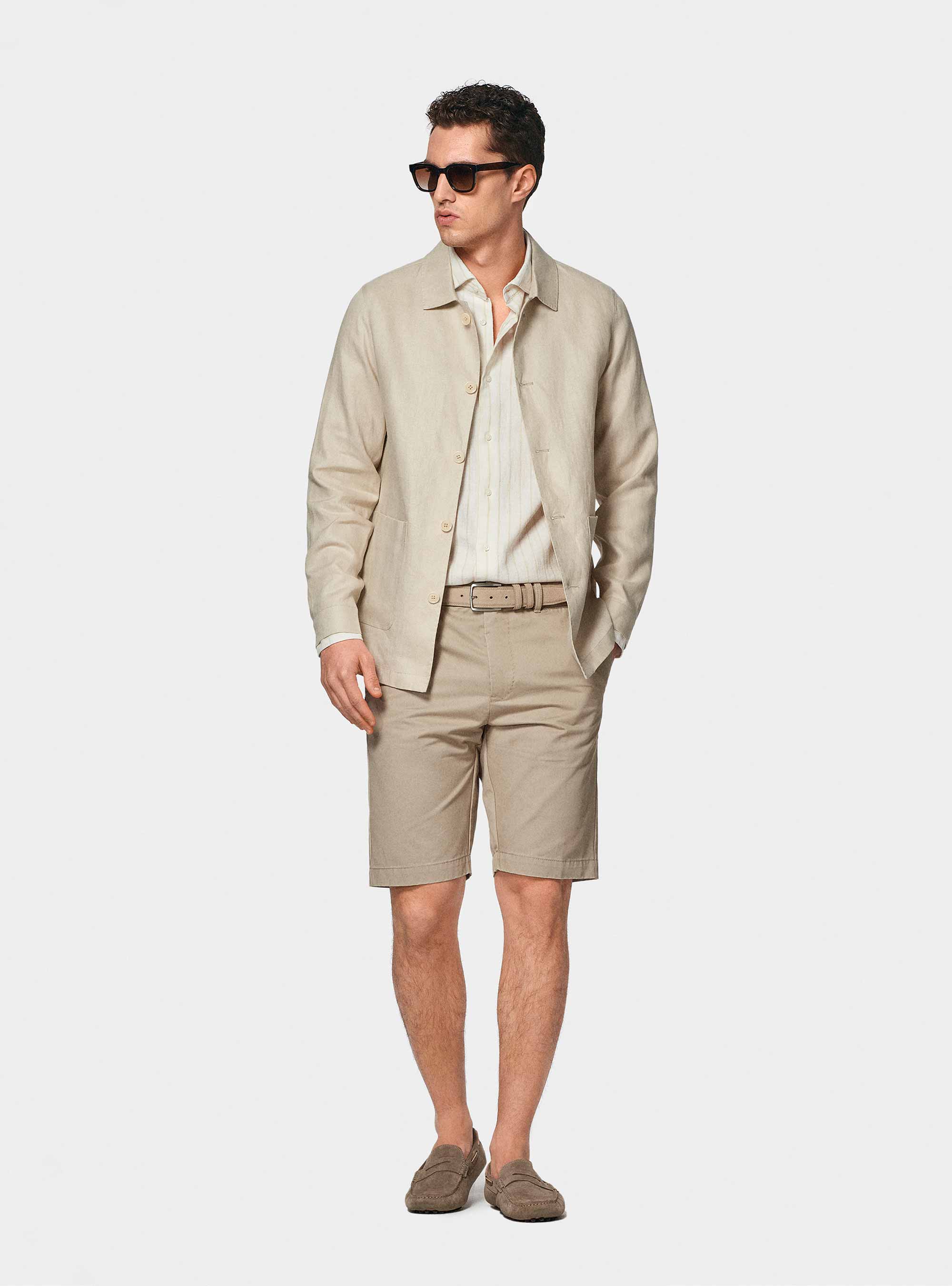 Pure linen shirt blazer, ECRU