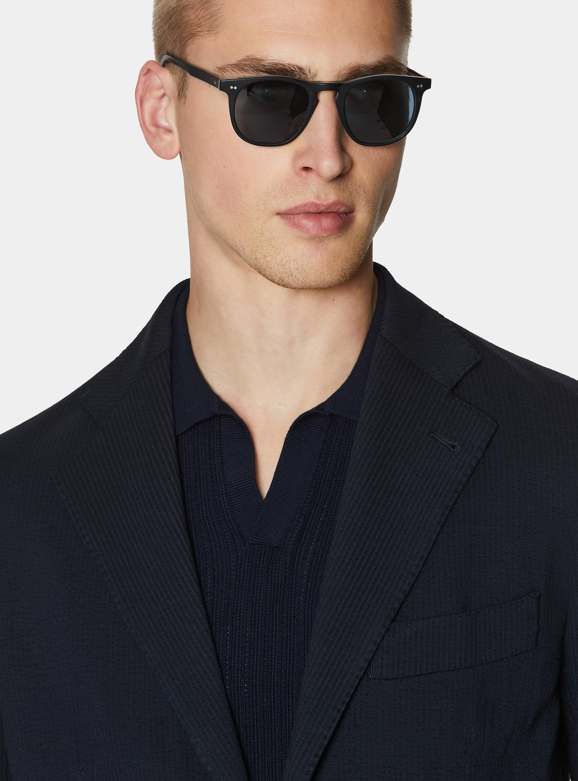 Giacca stretch in cotone tecnico, BLU NAVY