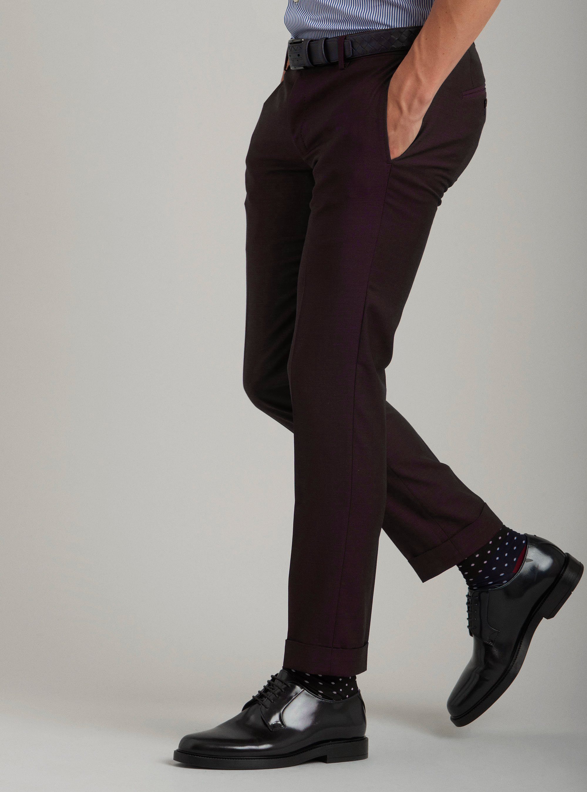 Suits Pants in super fine wool 120's, BORDEAUX