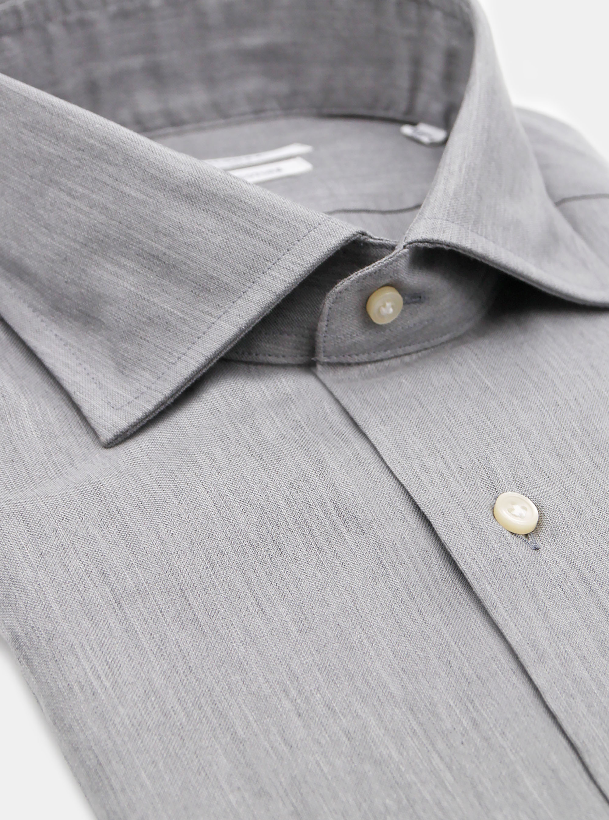 Cotton oxford French collar shirt, ASPHALTE