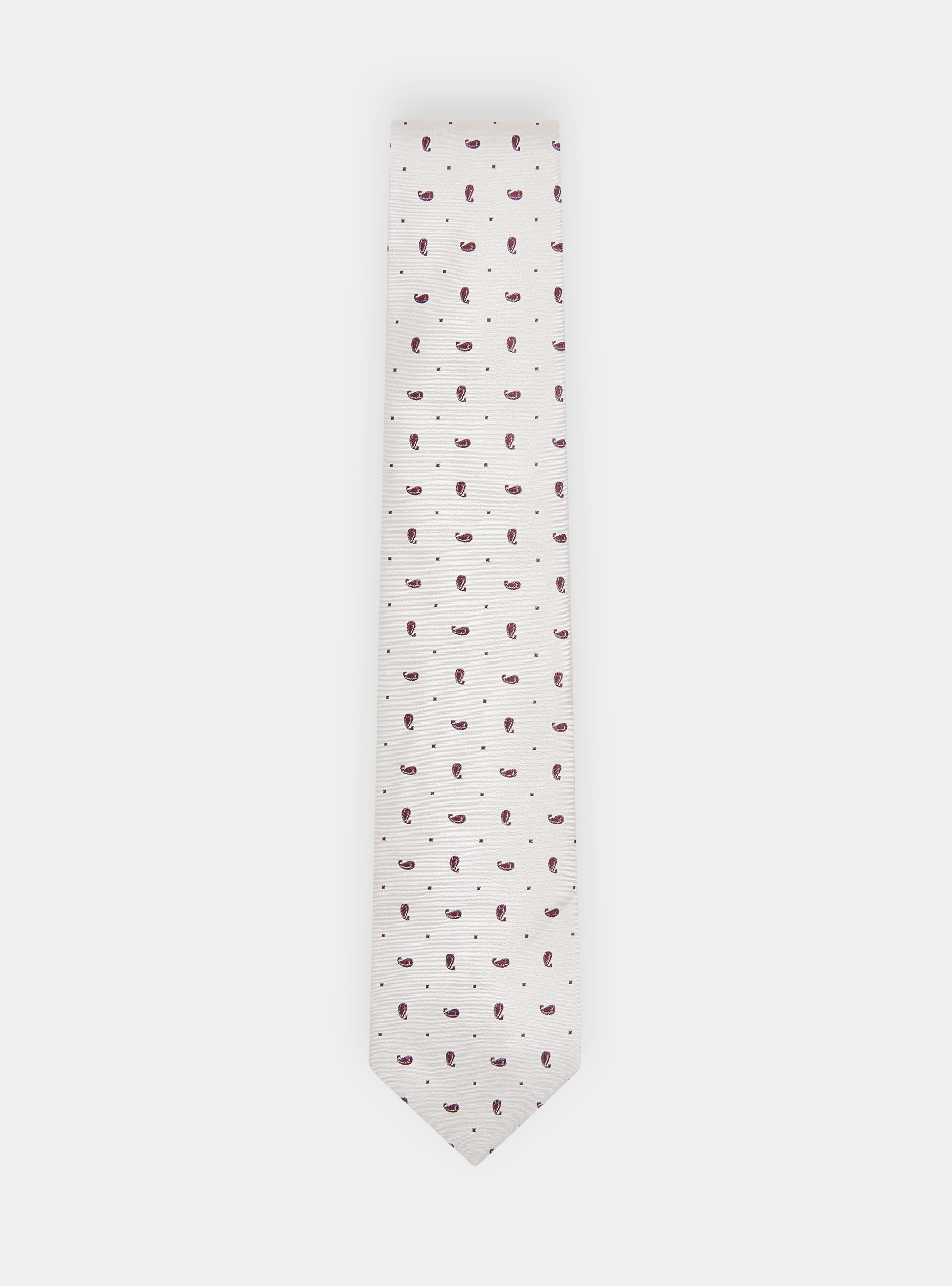 Corbata de seda jacquard, ECRU/BORDEAUX EB01