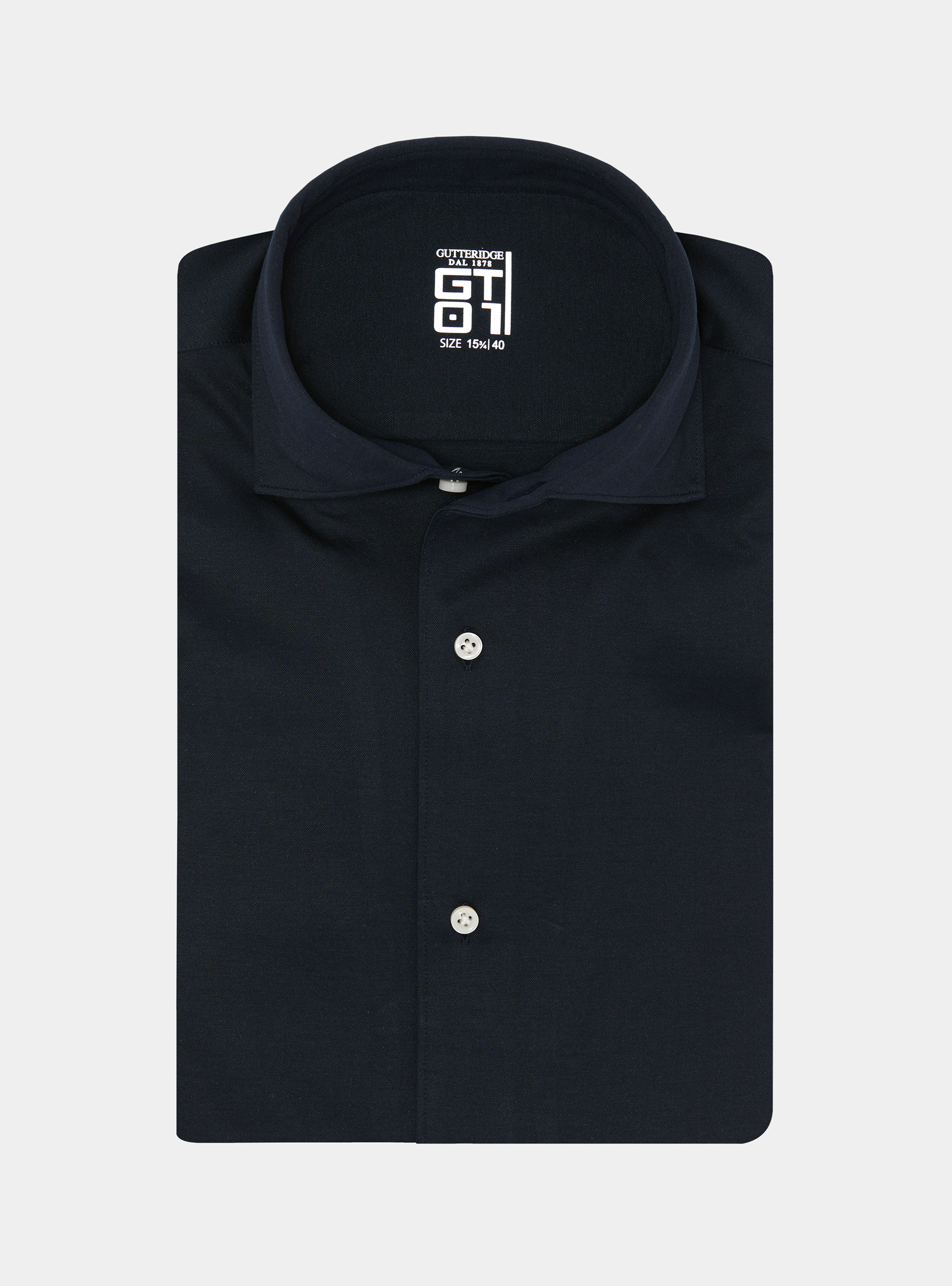 Camicia in jersey misto cotone paramontura, BLU NAVY