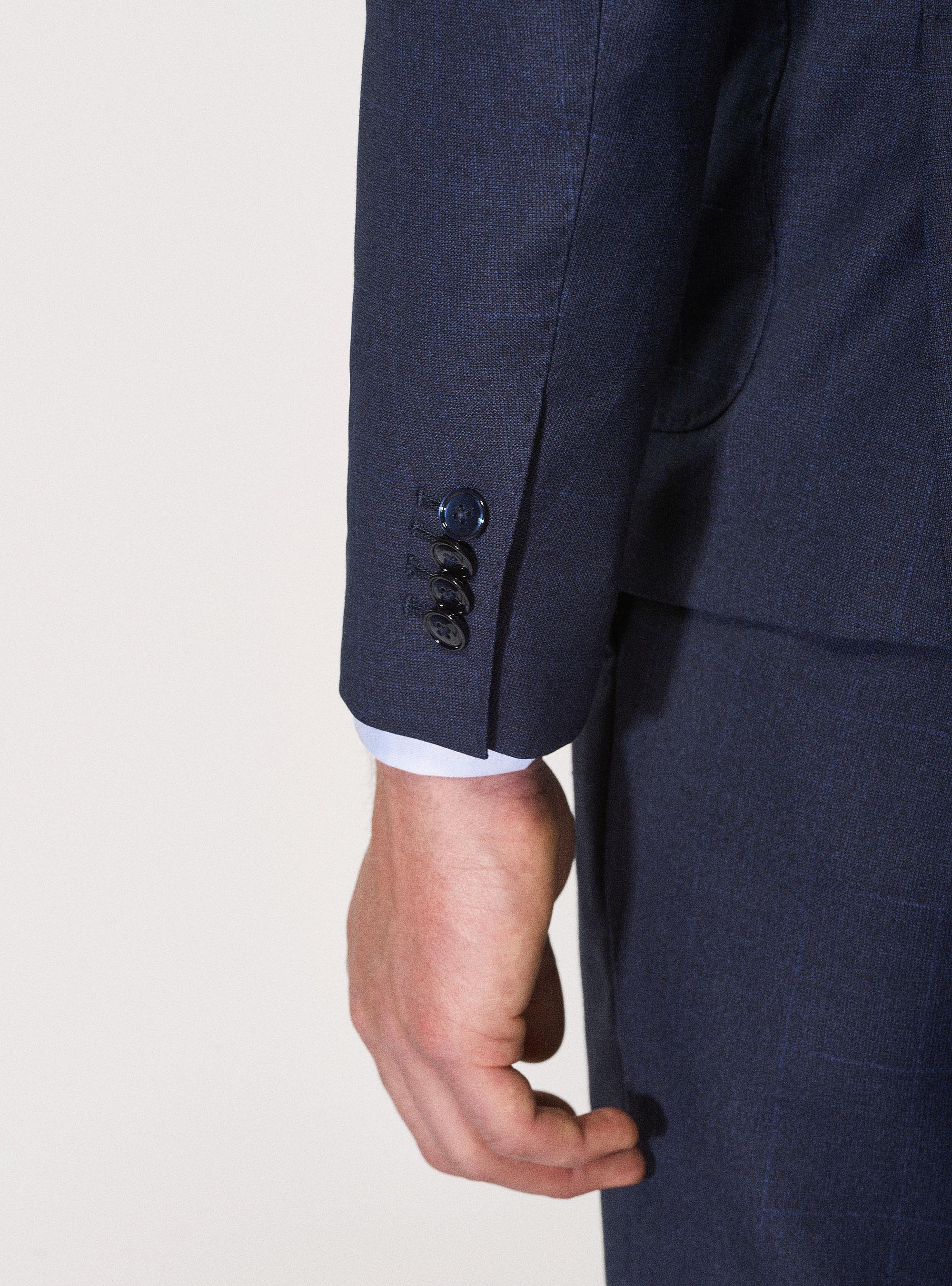 Giacca doppiopetto per abito in lana finestrata Vitale Barberis Canonico, BLU NAVY