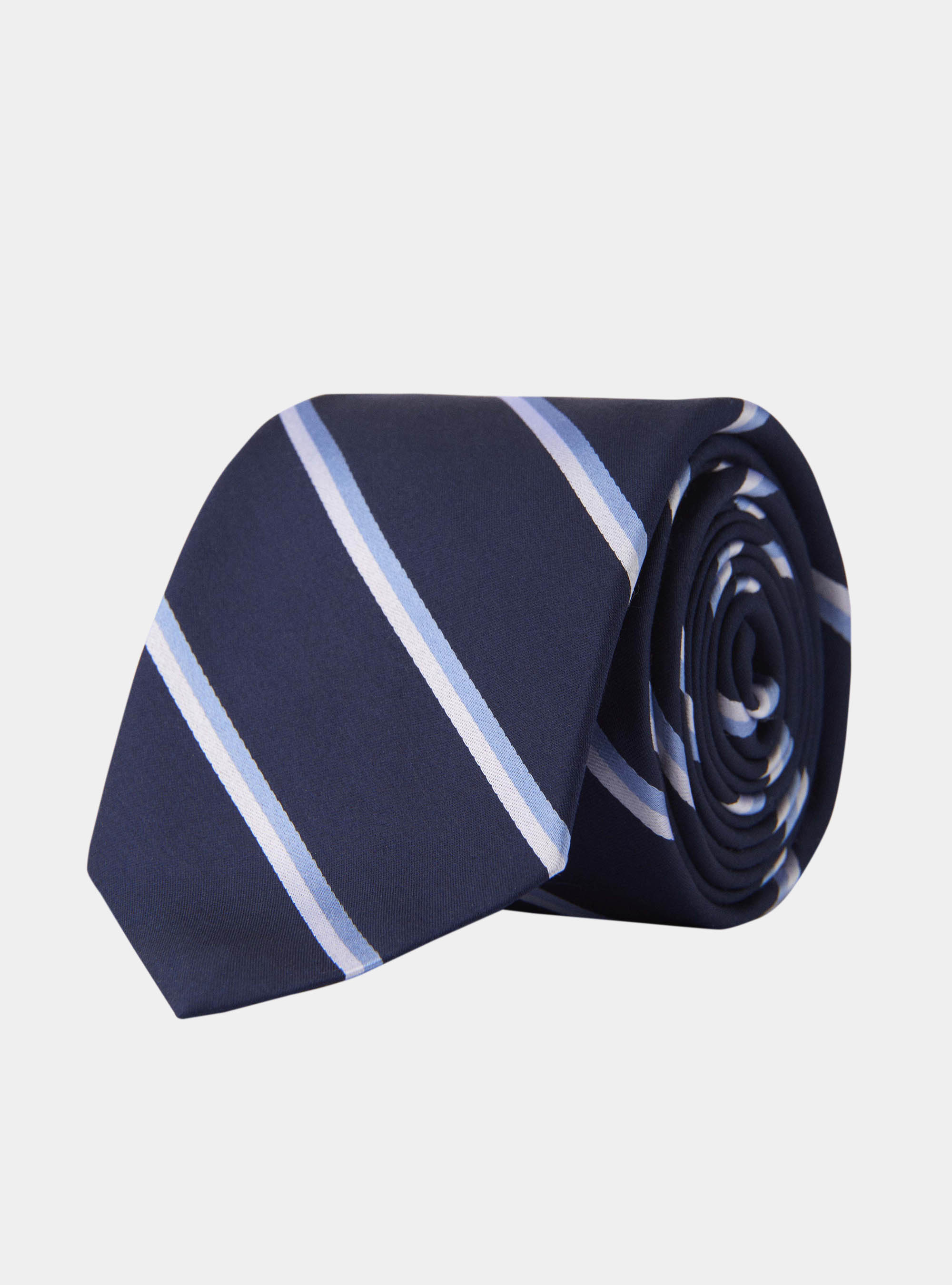 Cravatta a righe in seta, BLU NAVY