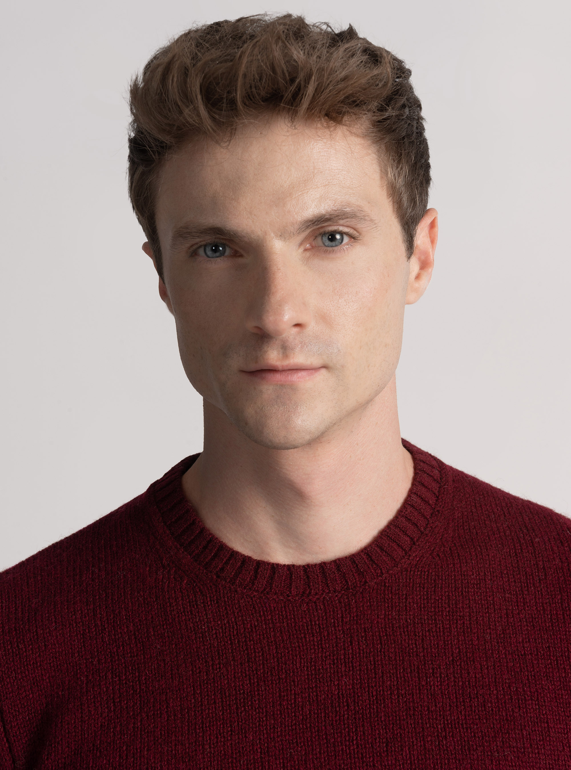 Maglia girocollo in lana shetland, BORDEAUX