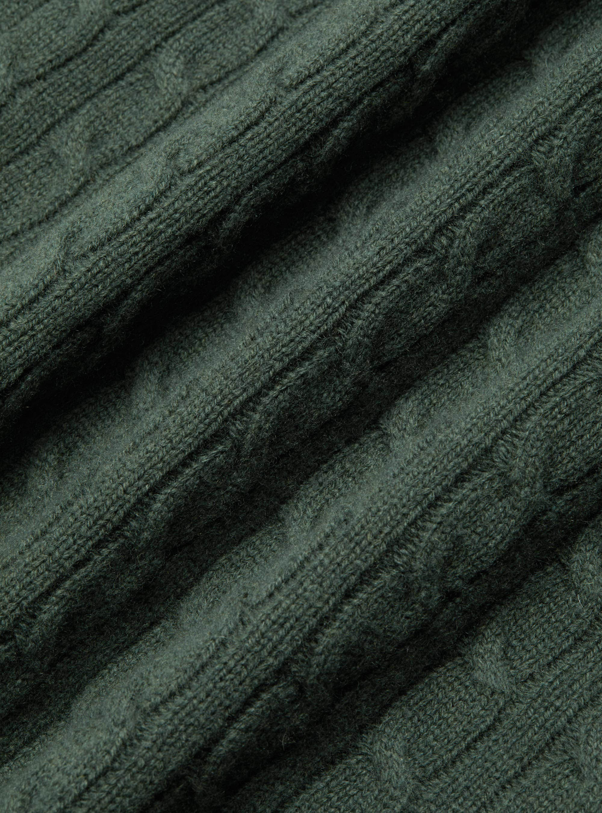 Maglia girocollo con treccia in lana e cashmere, MILITARE 0609C