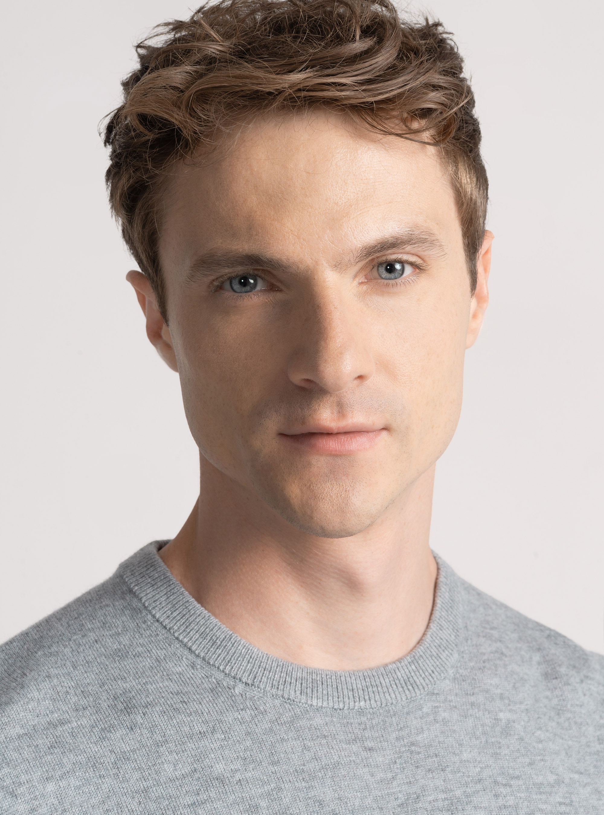 Tricot à col ras du cou en laine mélangée, GRIGIO MELANGE 0151C