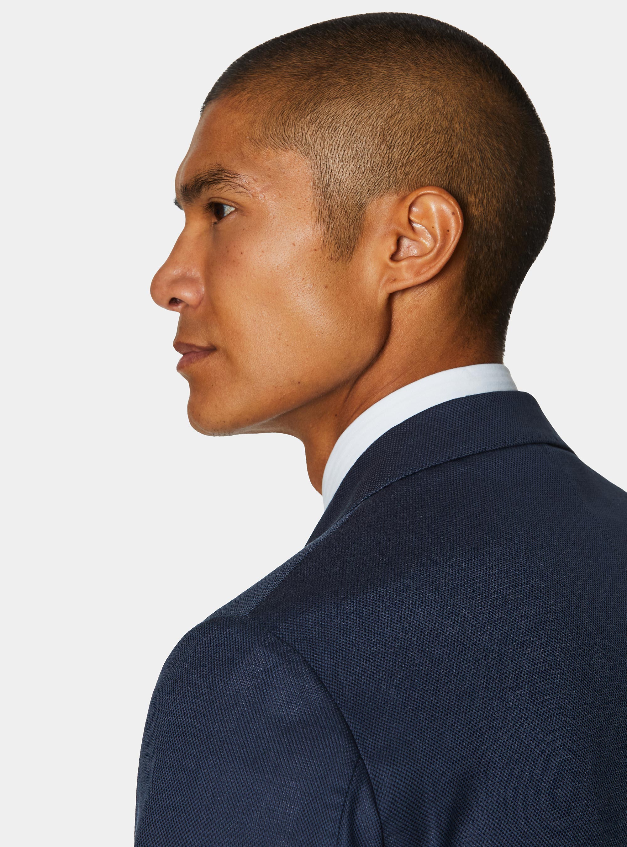 Giacca in cotone e lino, BLU NAVY