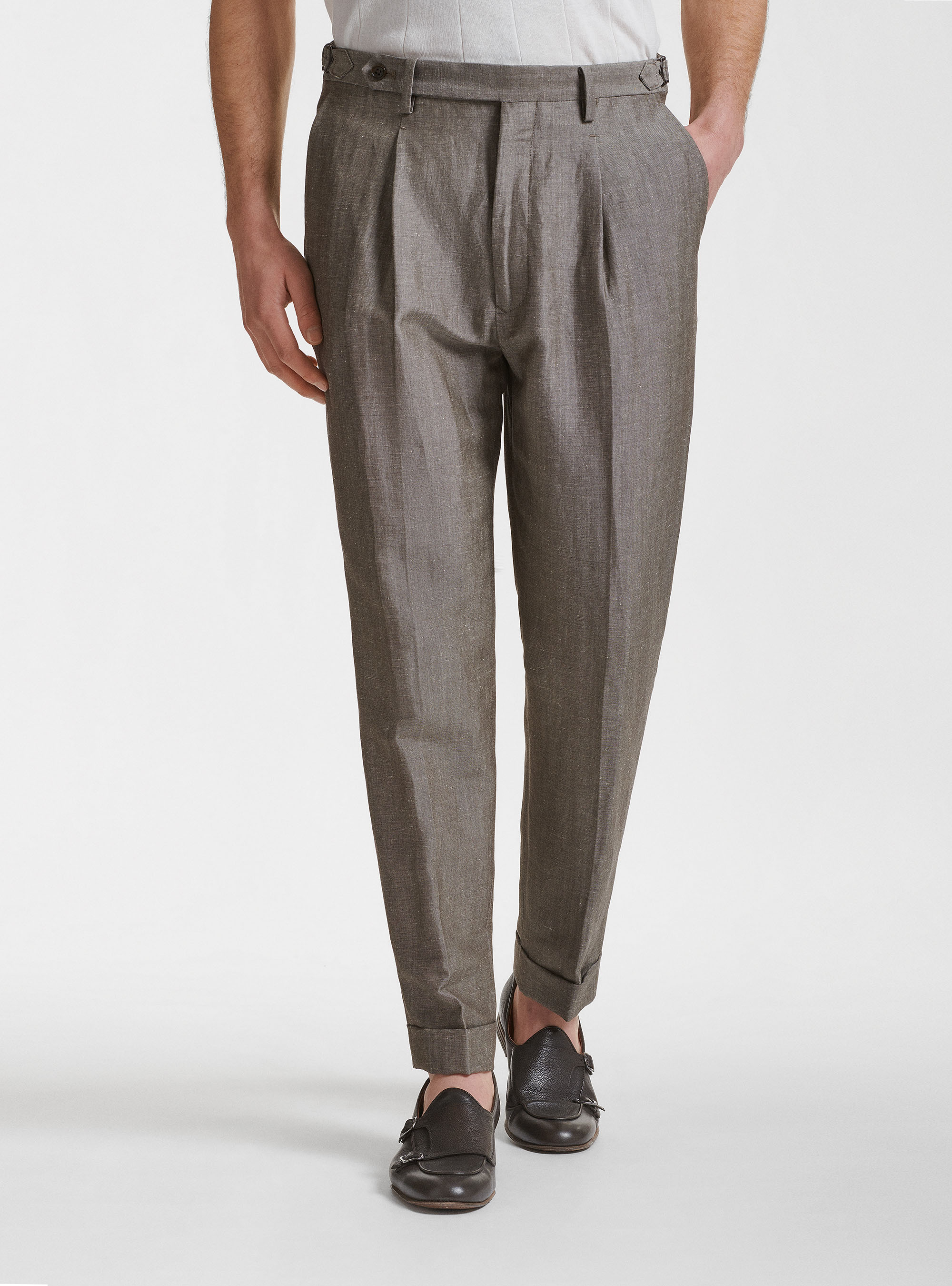 Pantaloni per abito in lino e lana Zignone