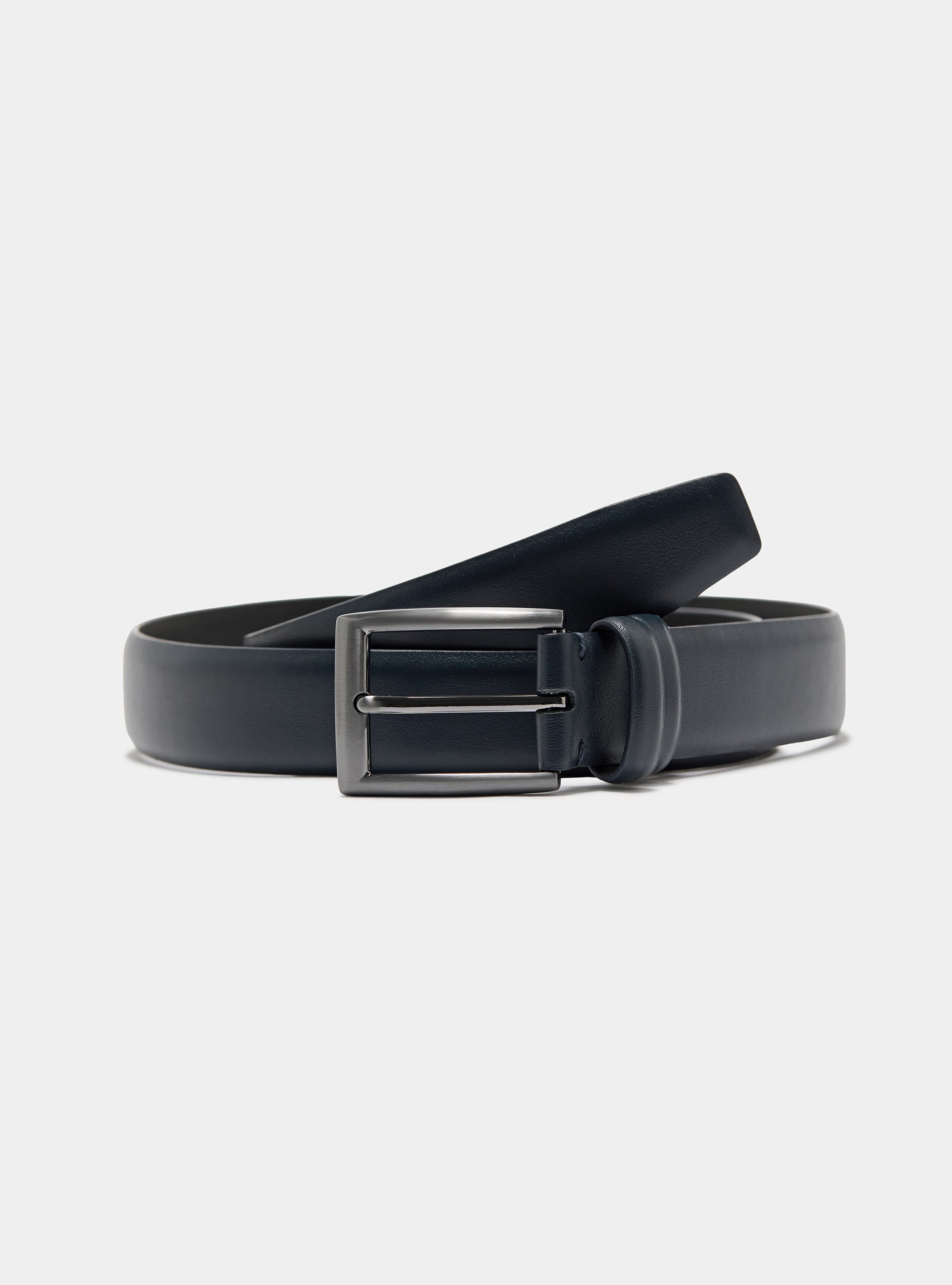 Leather belt, NAVY BLUE
