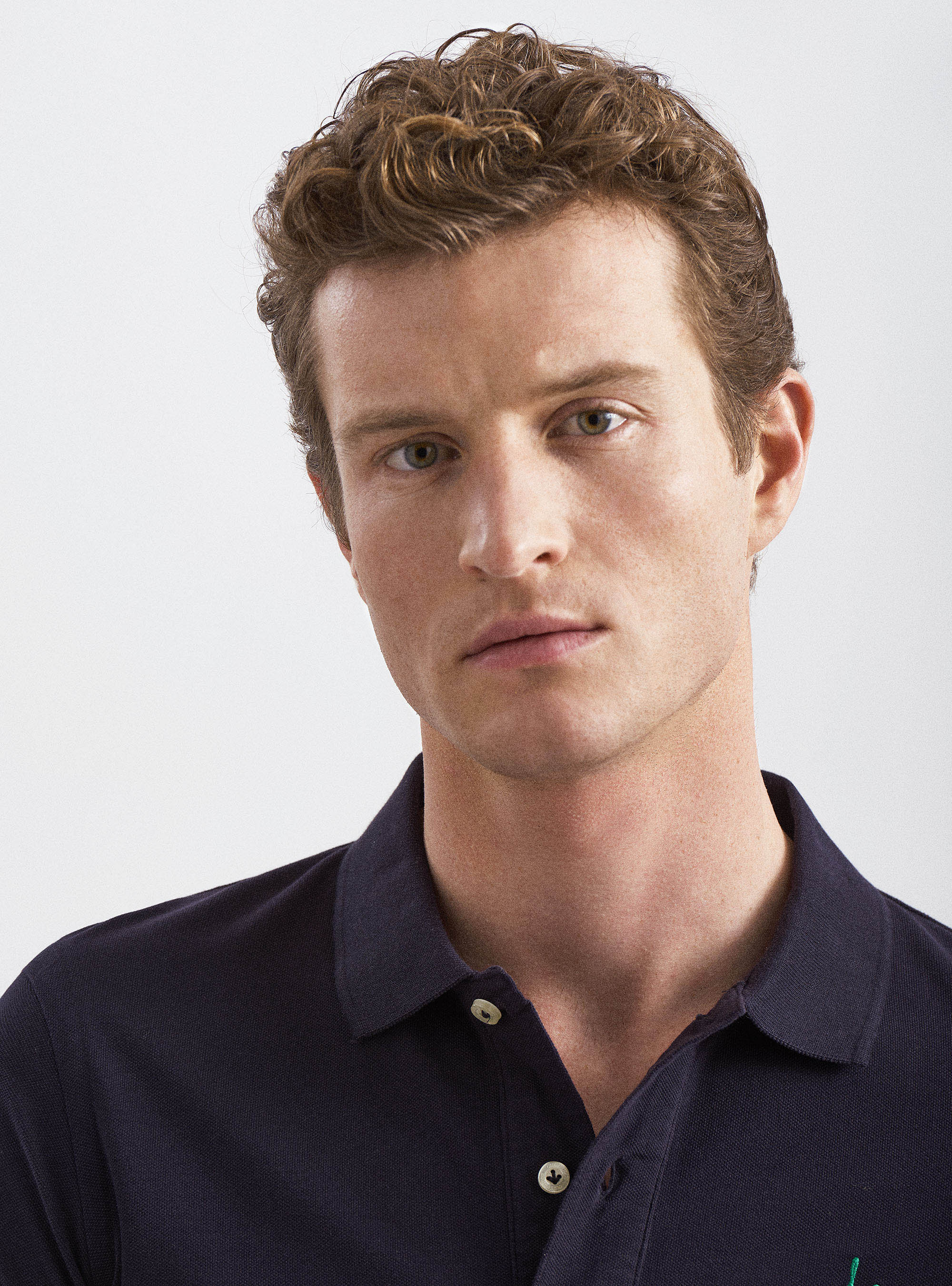 Classic cotton pique polo with embroidery, NAVY BLUE