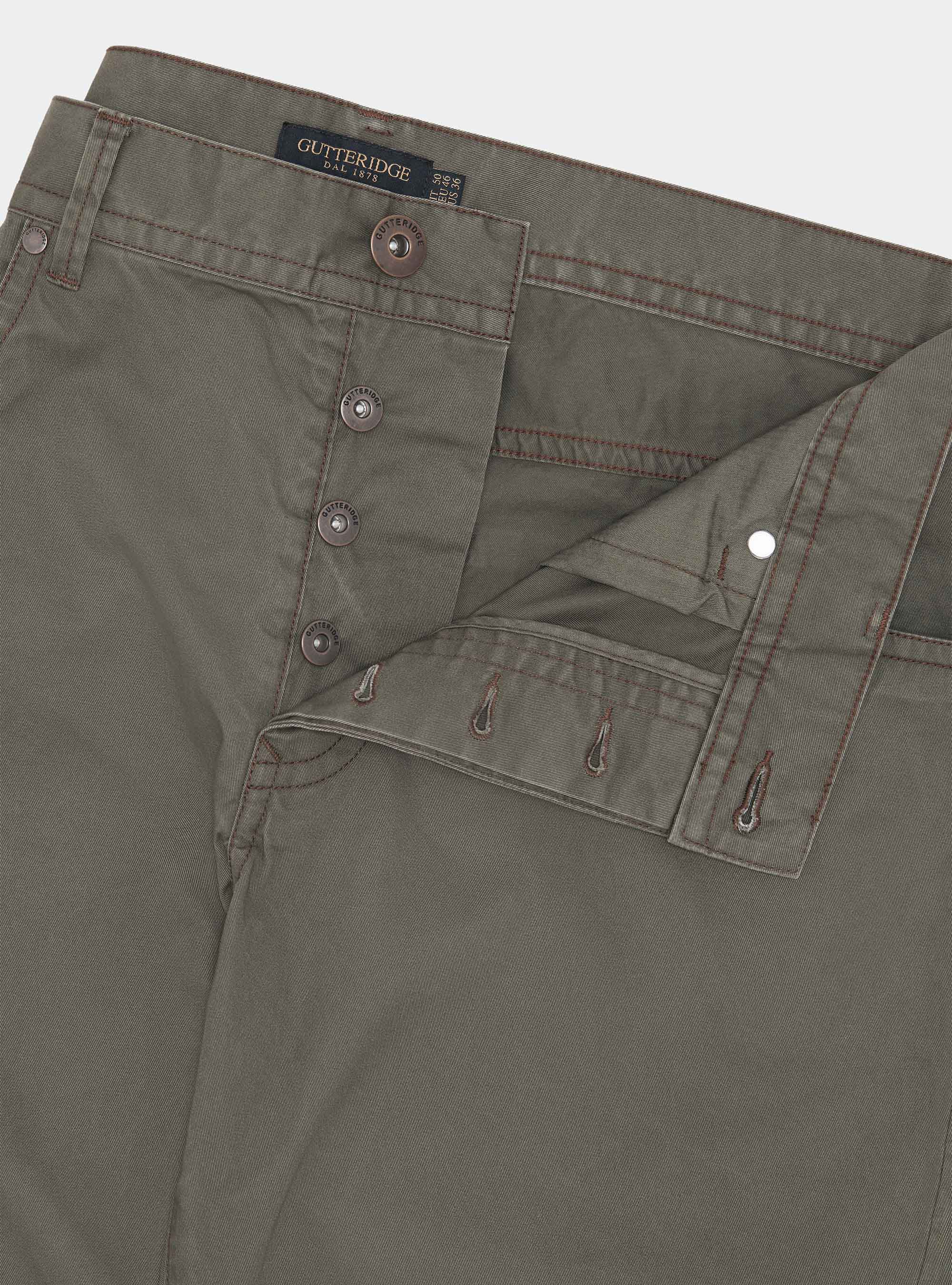 Pantaloni slim fit in cotone lavato, MILITARE 0609C