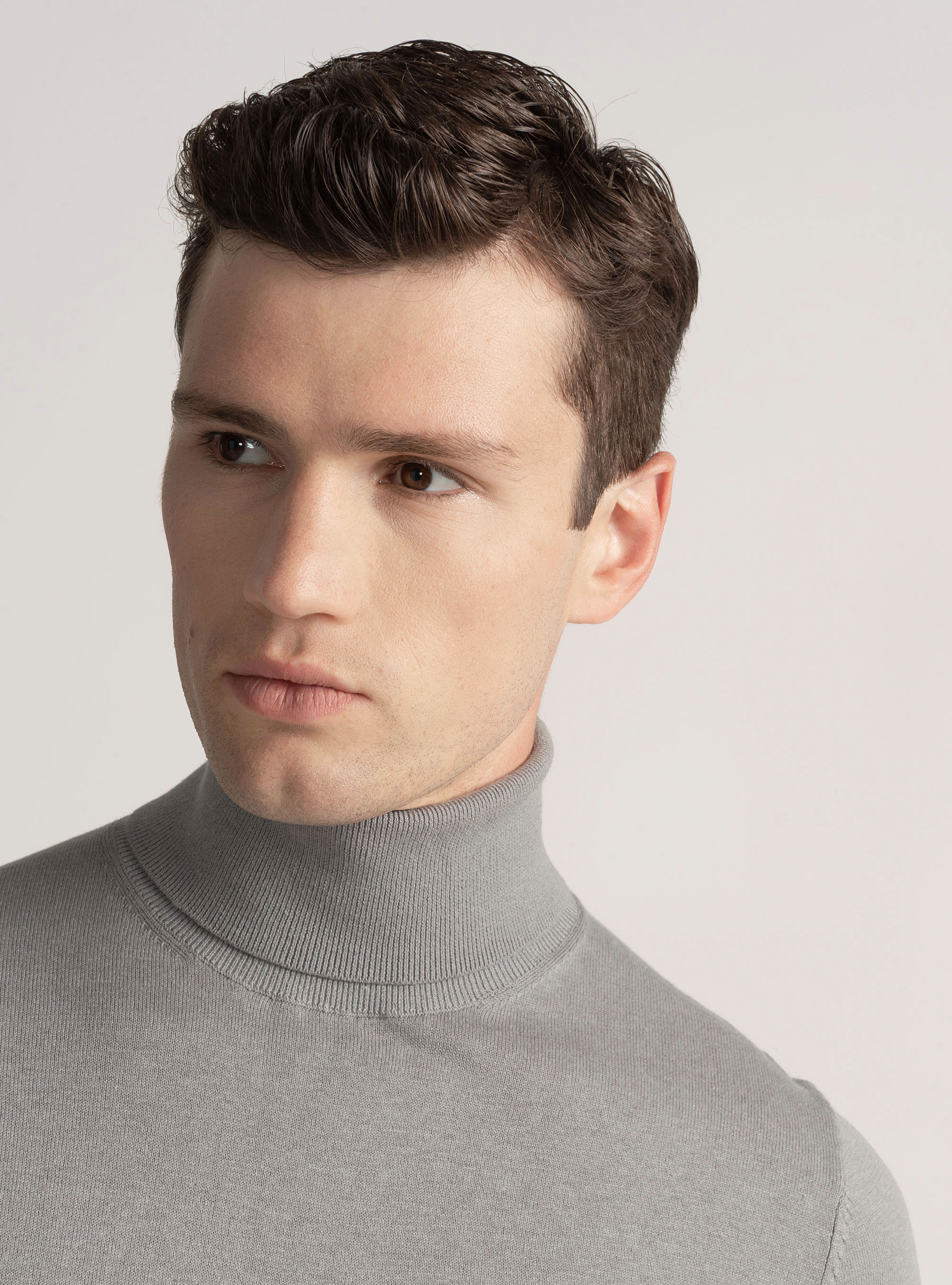 Silk and cashmere cotton turtleneck, GREY