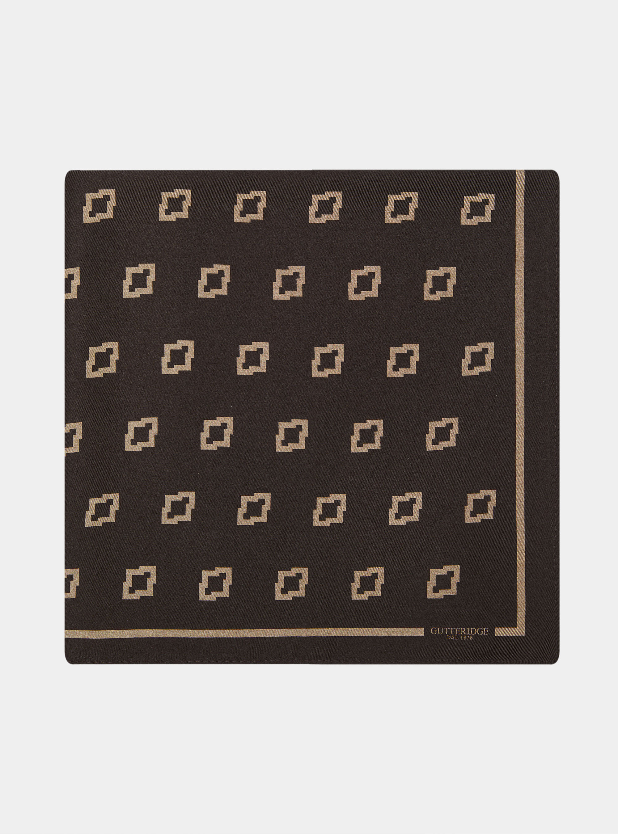 Foulard in seta stampa etnica, MARRONE