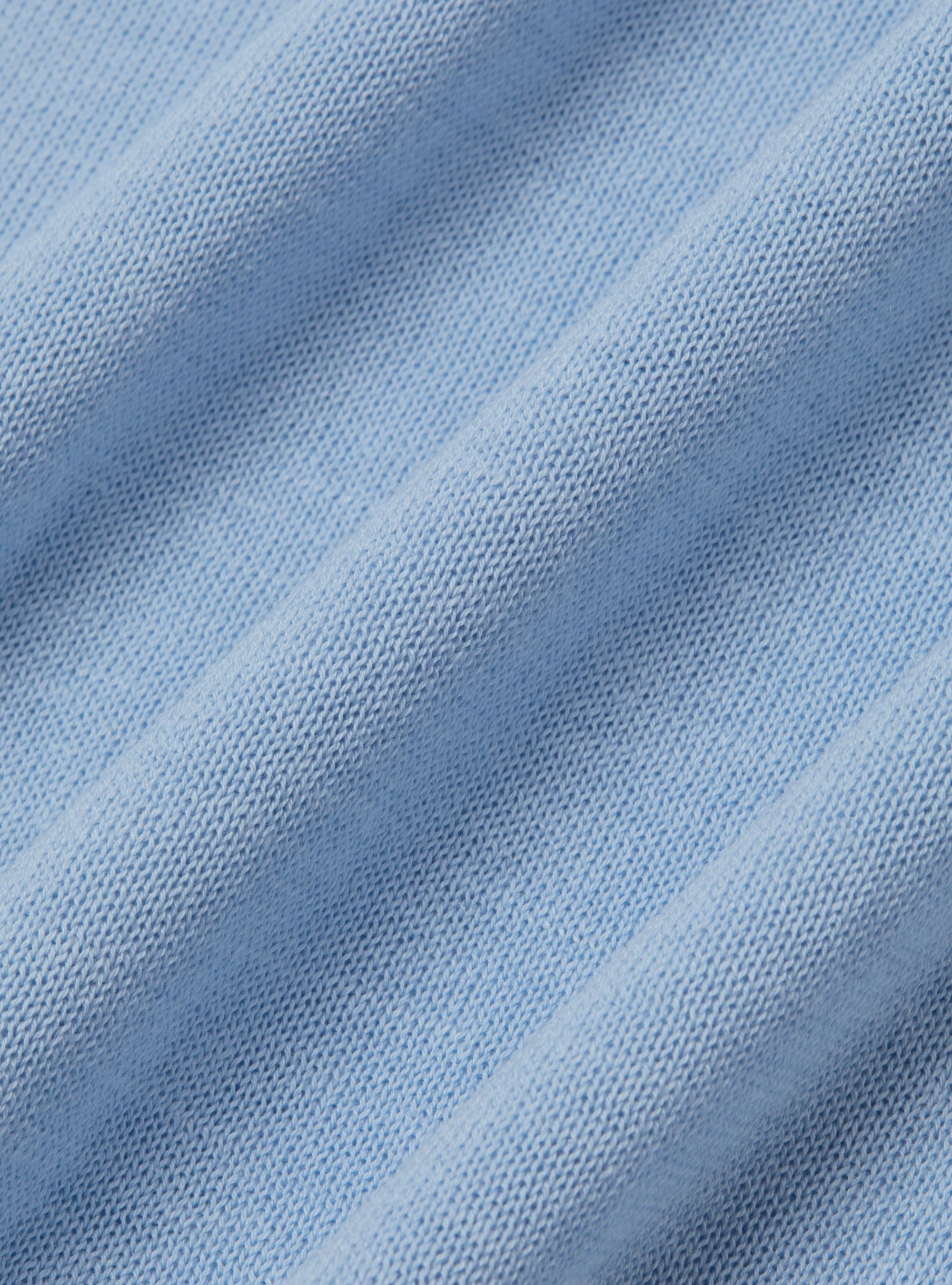 Maglia a polo in cotone e seta, AZZURRO