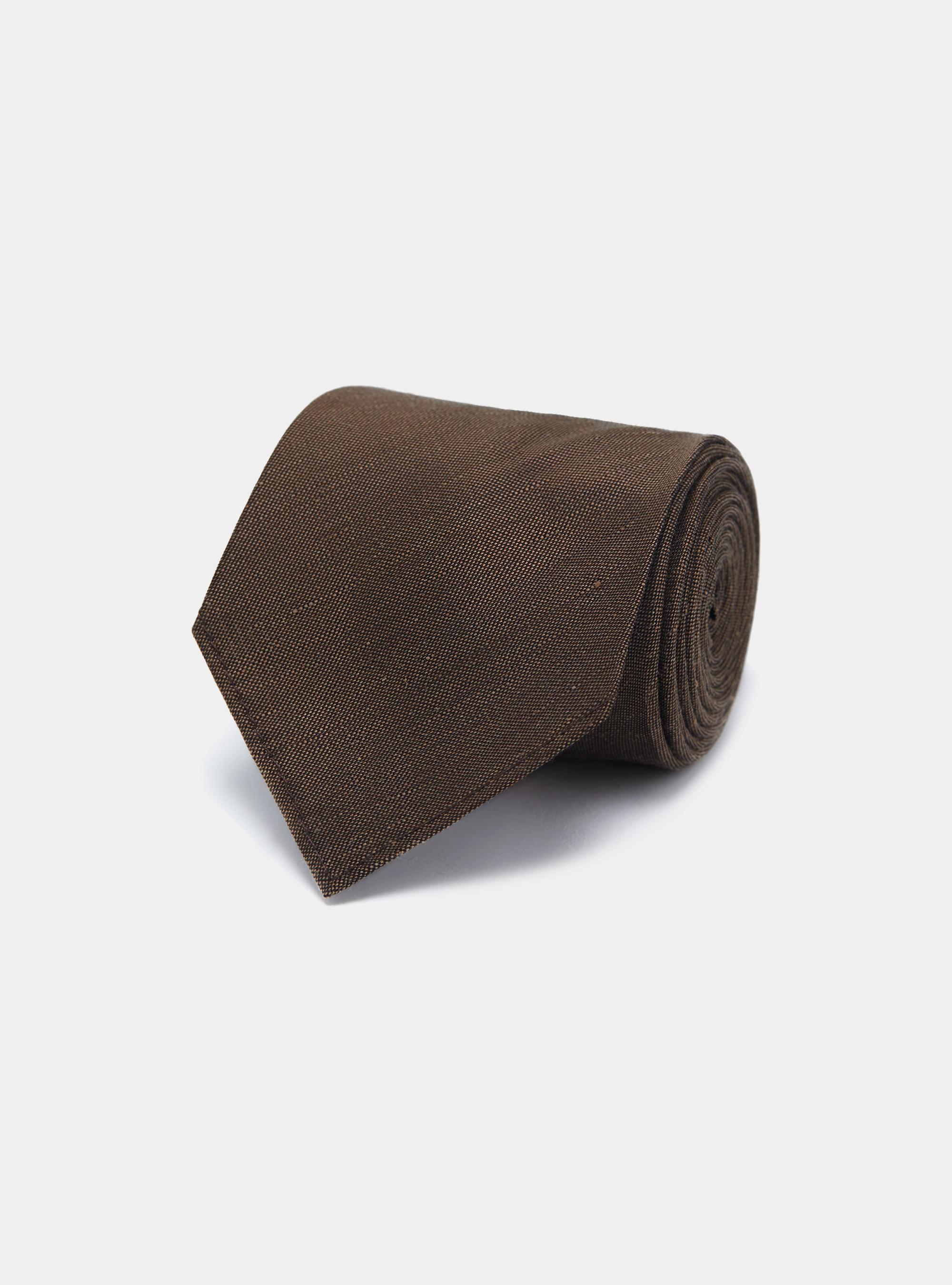 Cravate en soie et lin, MARRON