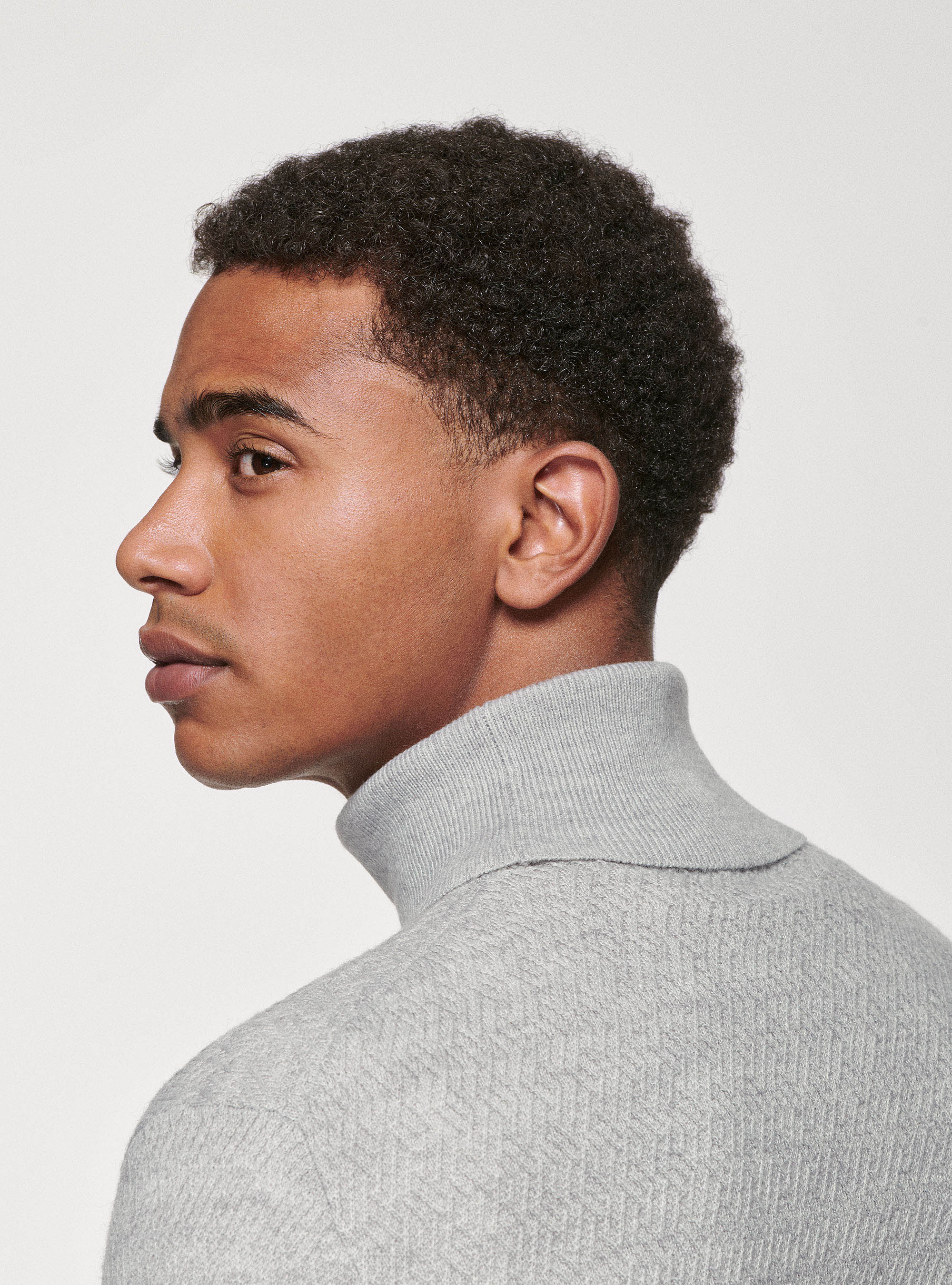 Textured wool-blend turtleneck, LIGHT GREY MELANGE