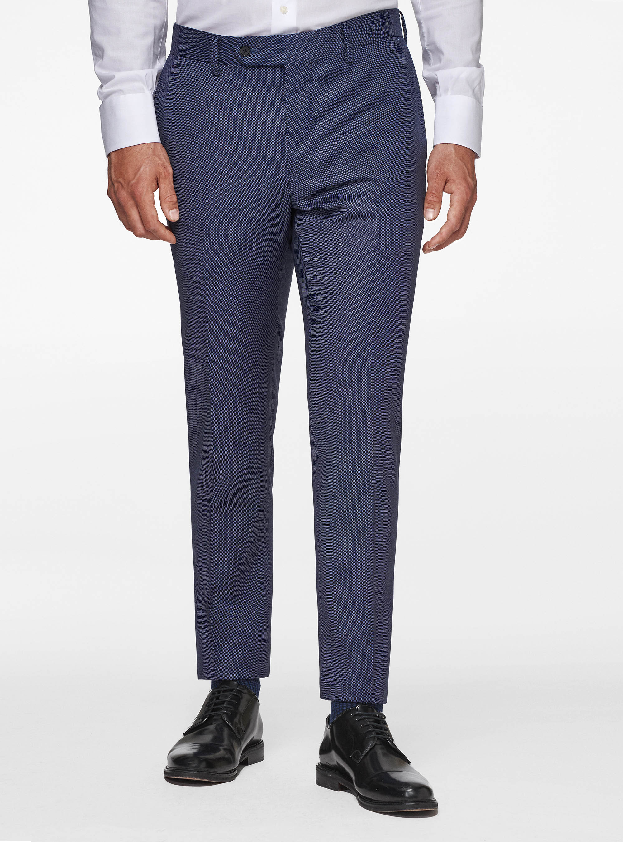 Pantaloni in pura lana occhio di pernice, INCHIOSTRO