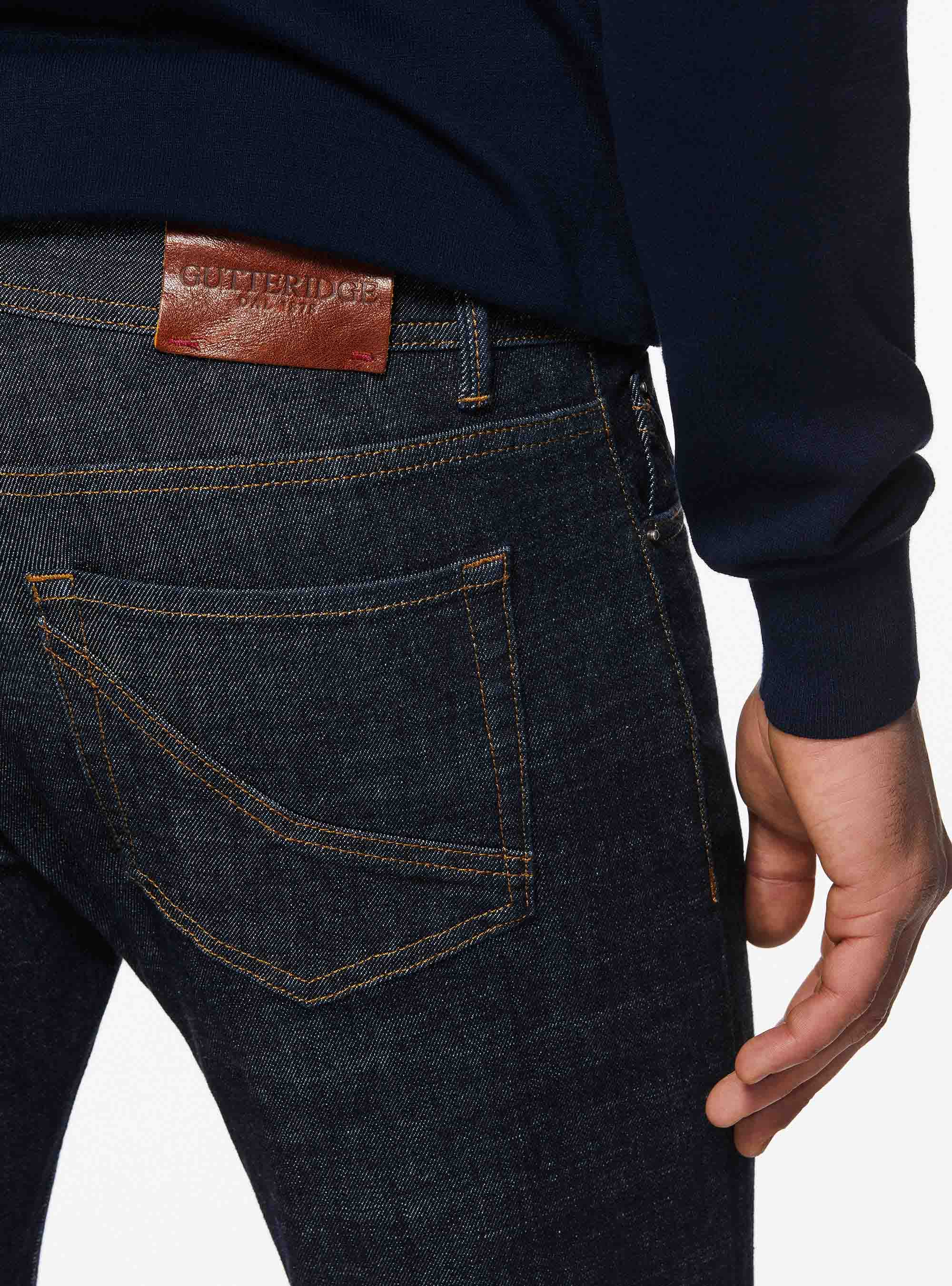 Five-pocket denim rinse wash, NAVY BLUE