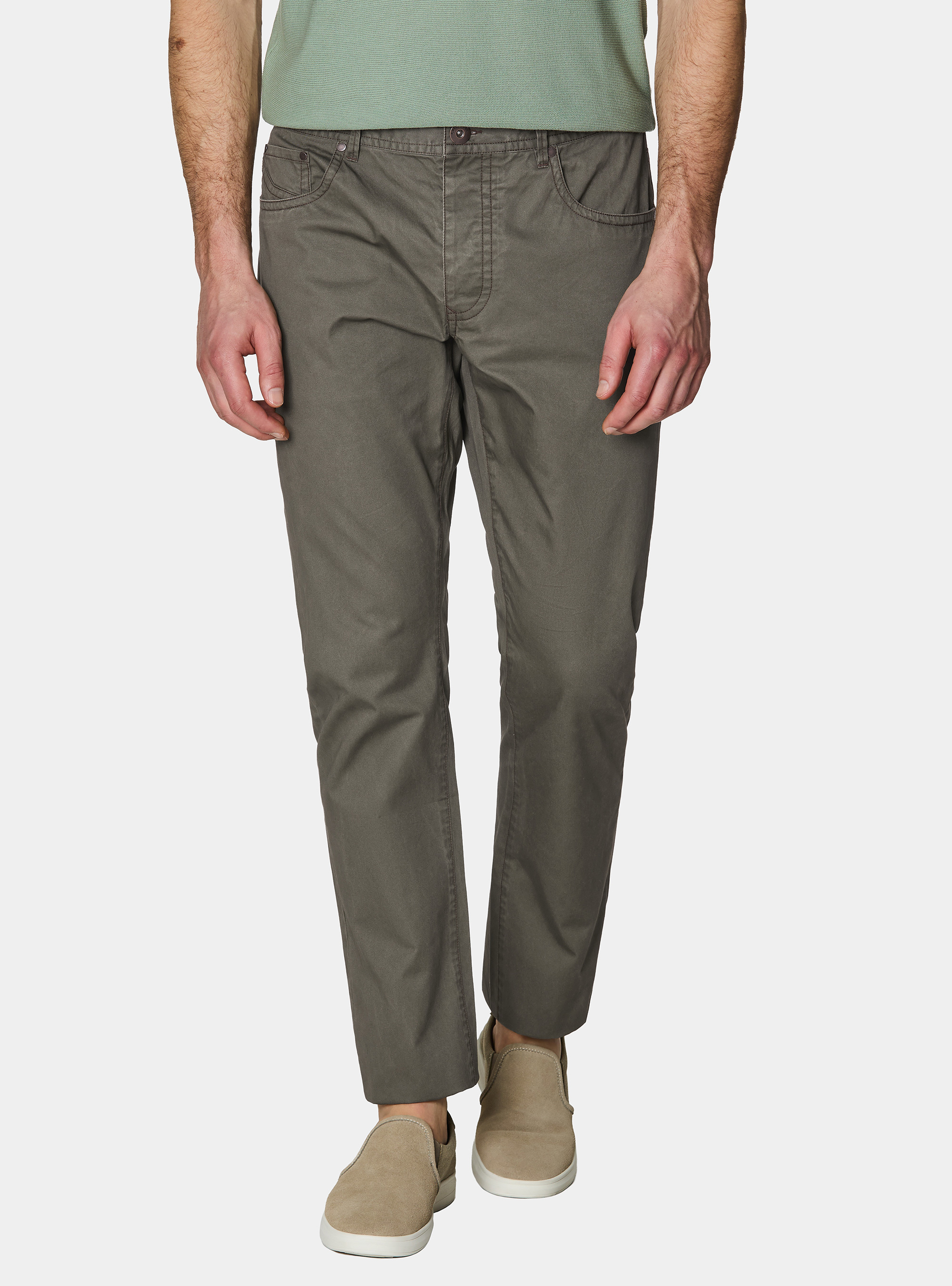 Pantaloni slim fit in cotone lavato, MILITARE 0609C