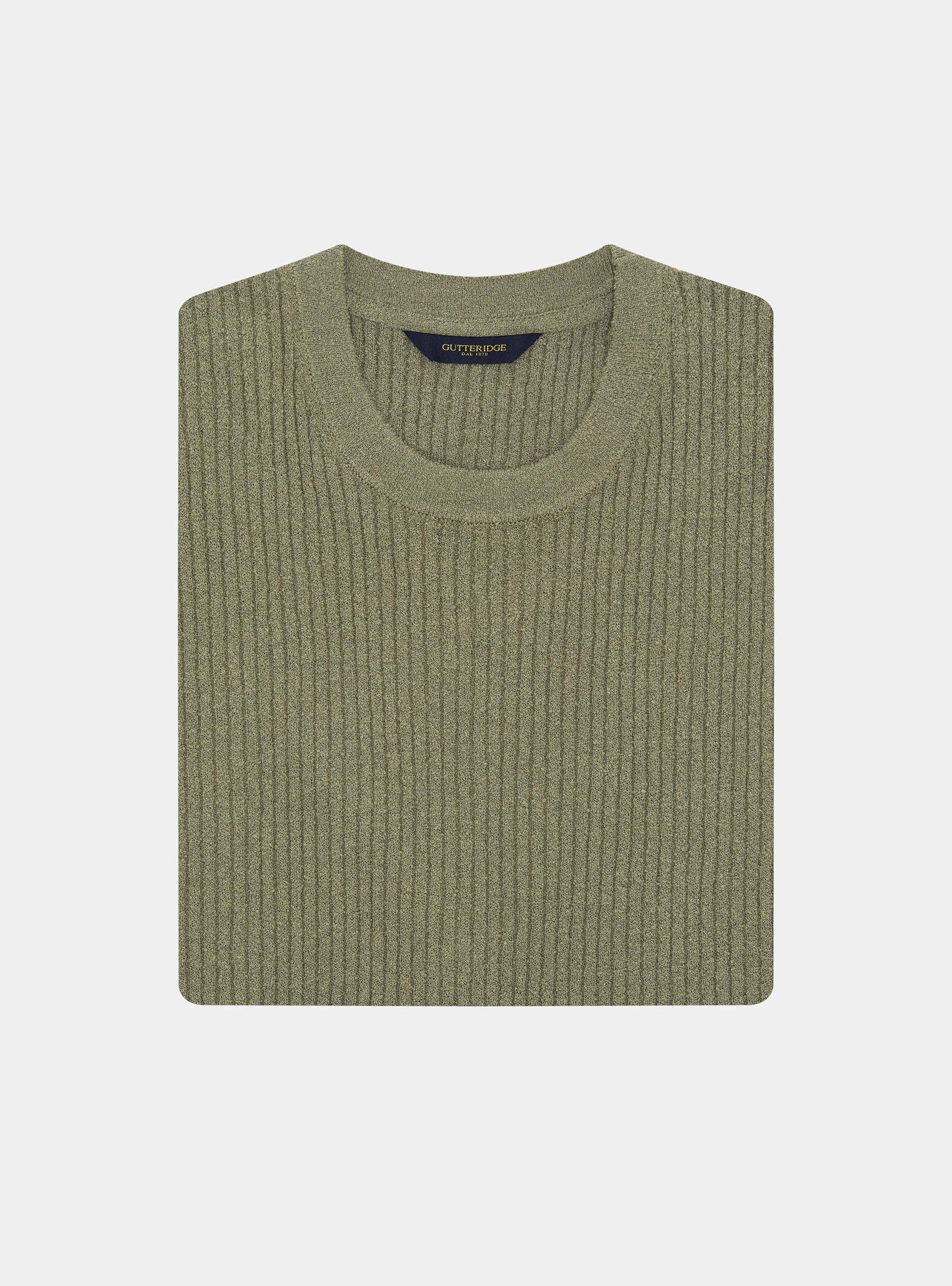 Girocollo in maglia boucl&egrave; a costina, SALVIA 0602C