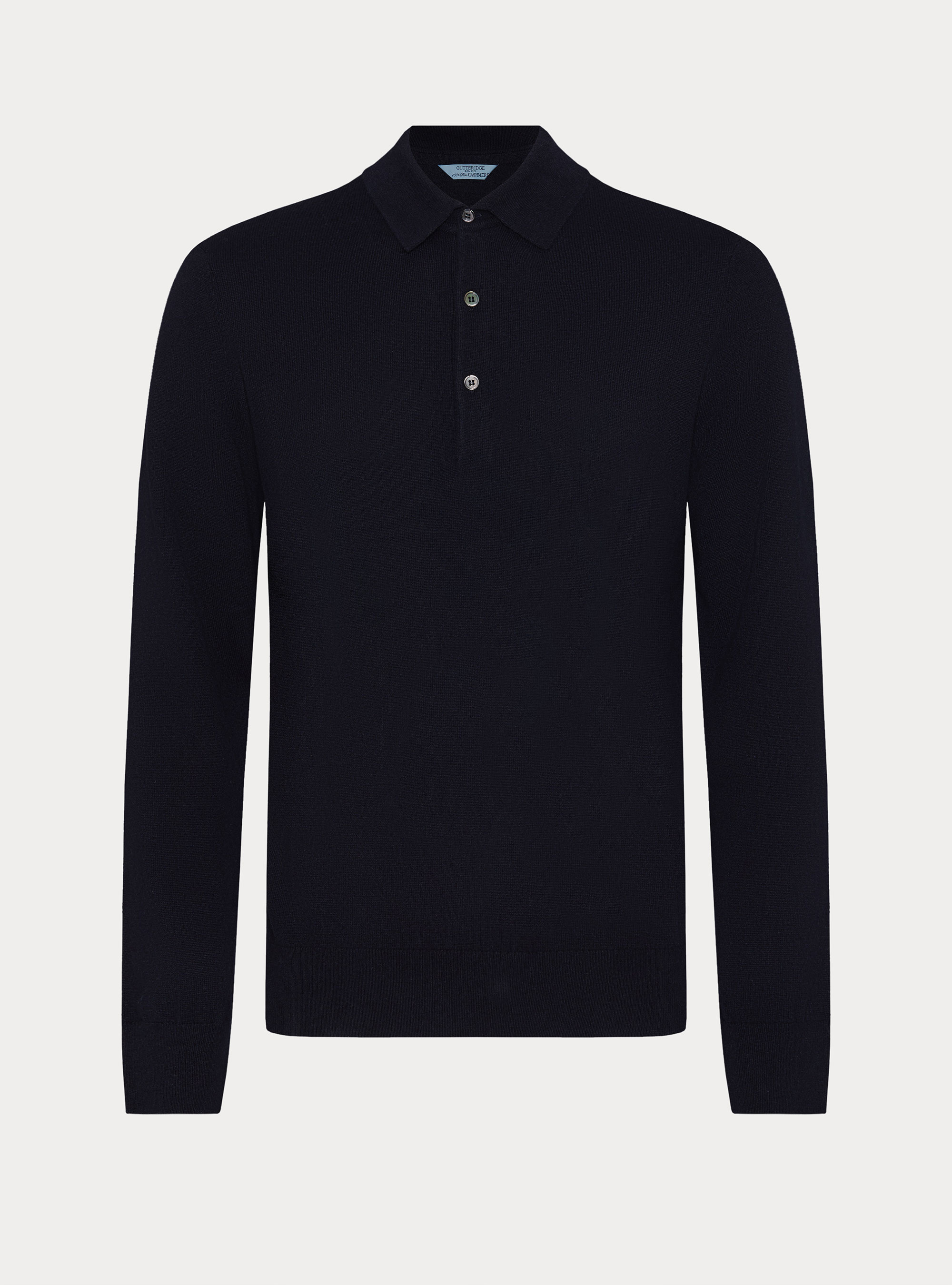 Lang&auml;rmliges Polohemd aus reinem Kaschmir, NAVY 0218C