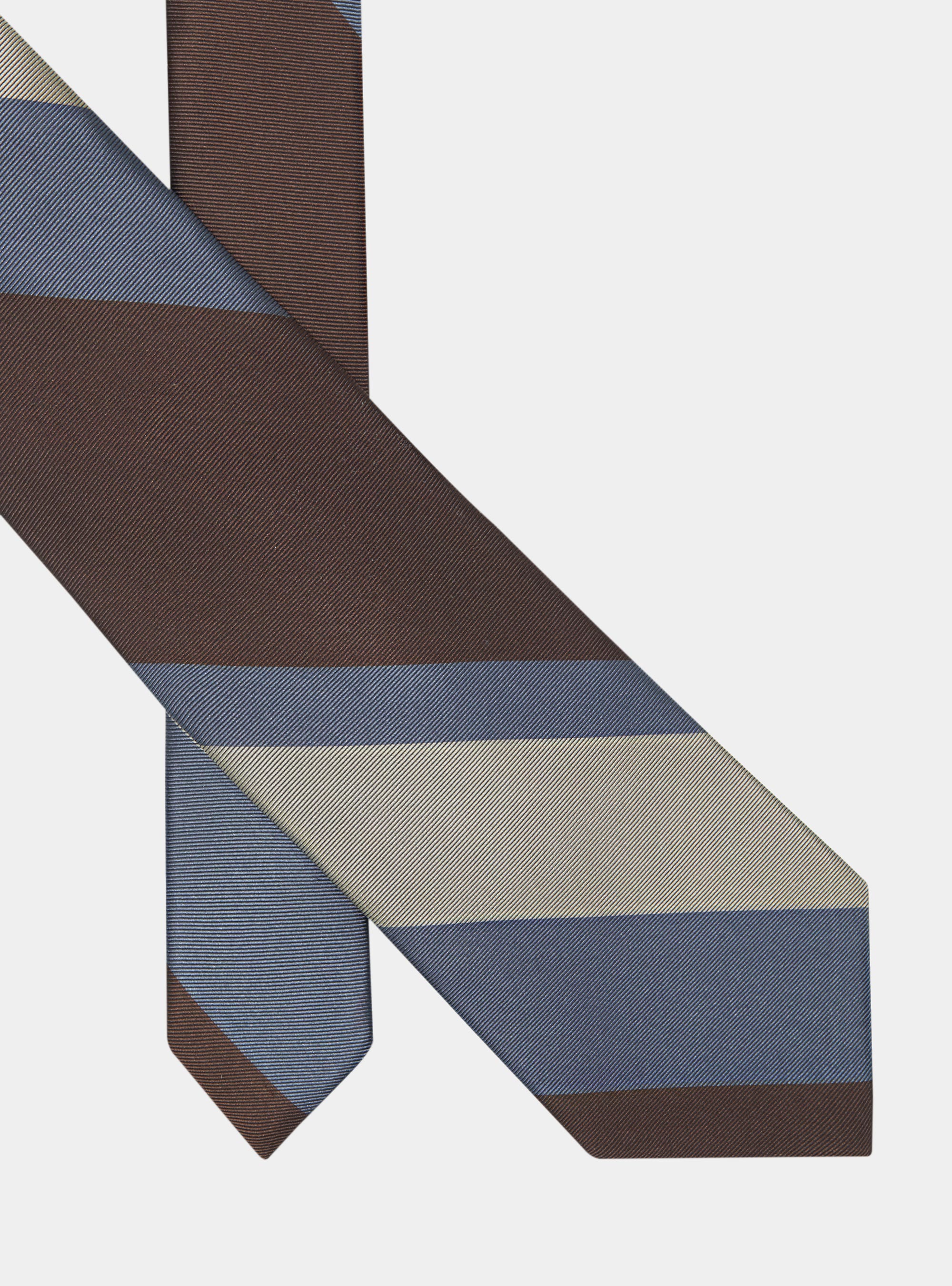 Regimental silk twill tie, BROWN