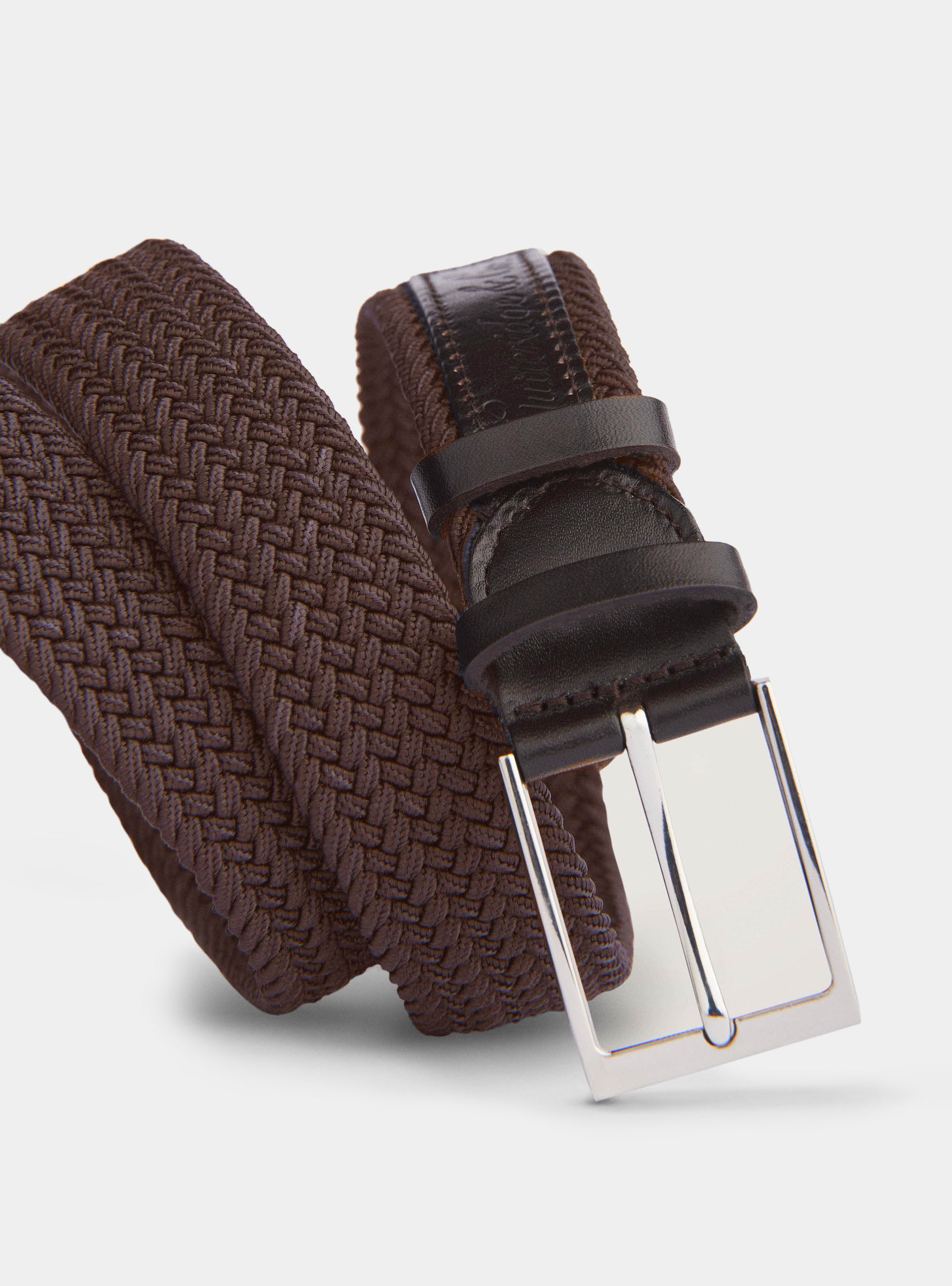 Elasticated belt with logo detail, BROWN