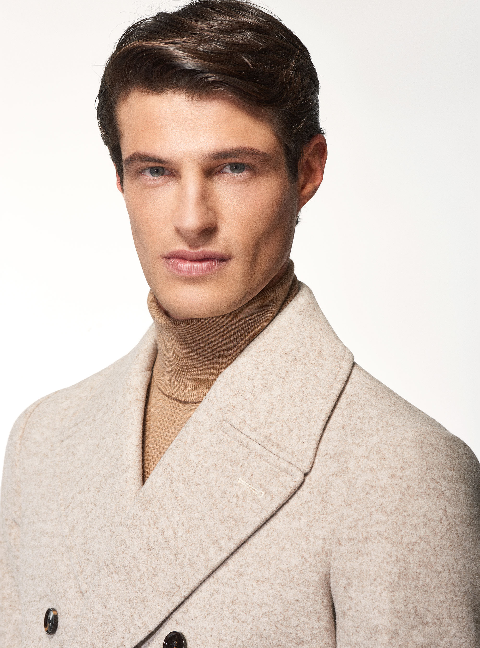 Peacoat in misto lana, ECRU