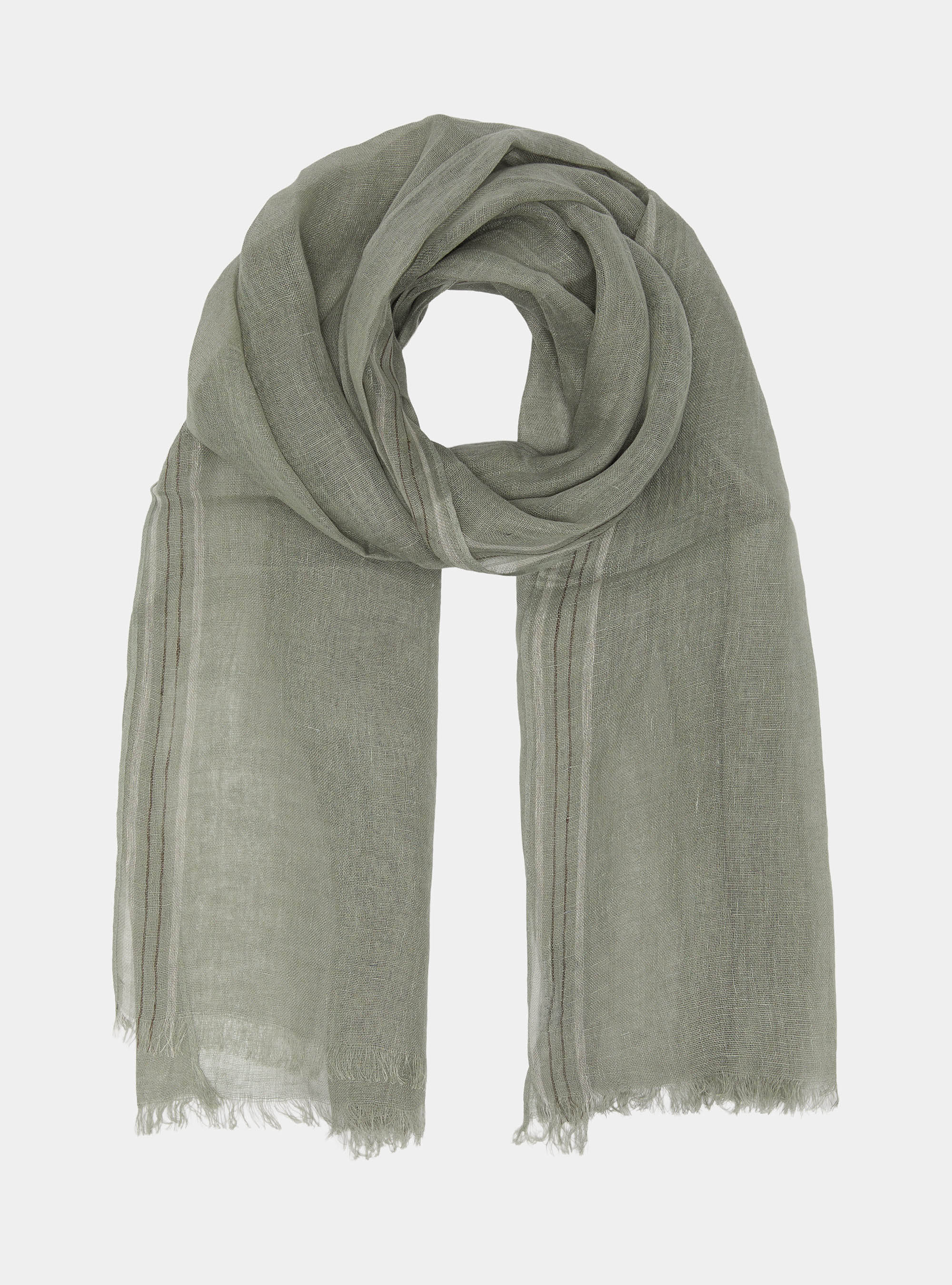 Sciarpa rigata in lino, SALVIA 0602C