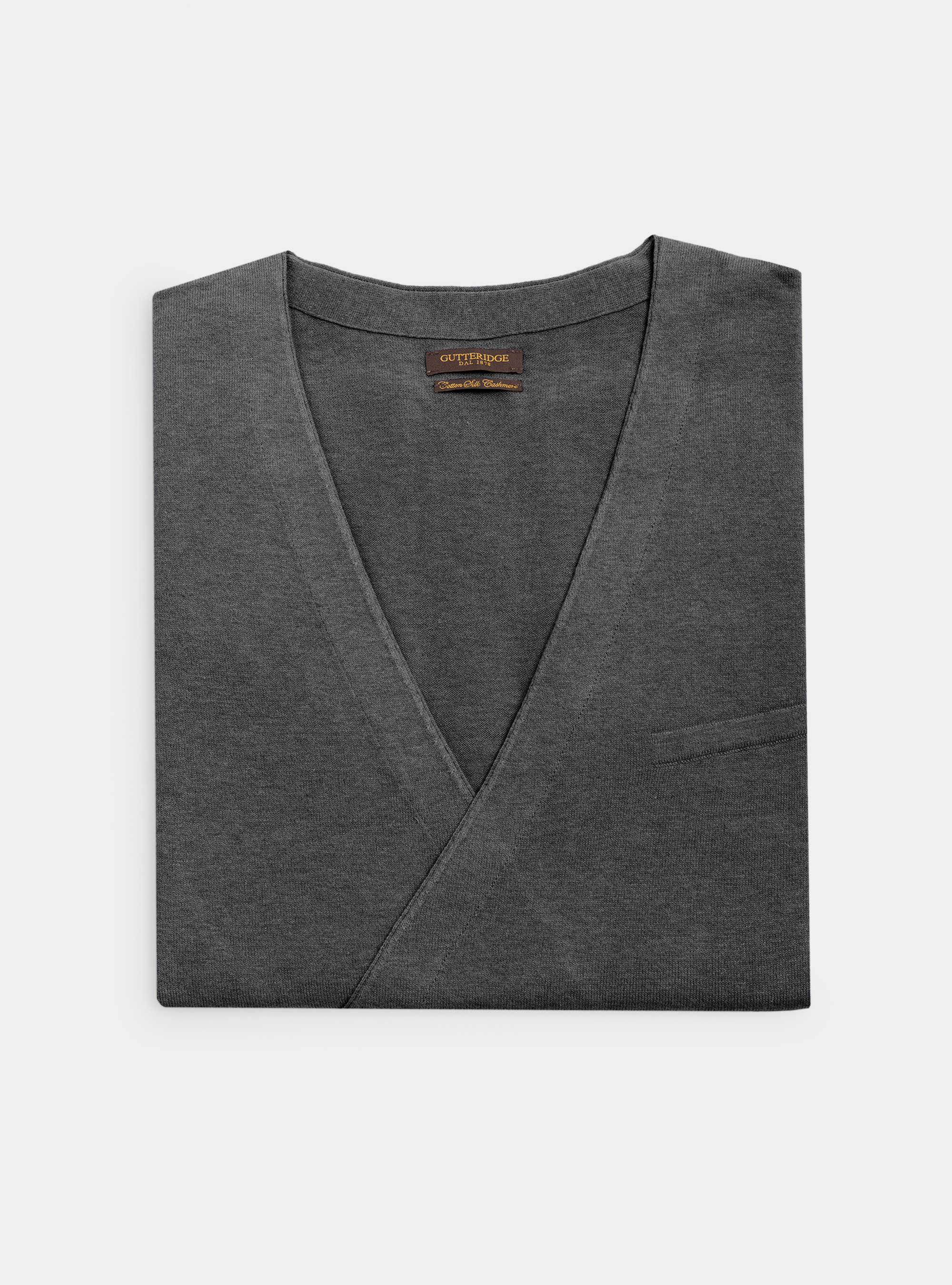 Gilet doppiopetto in cotone seta e cashmere, ASFALTO