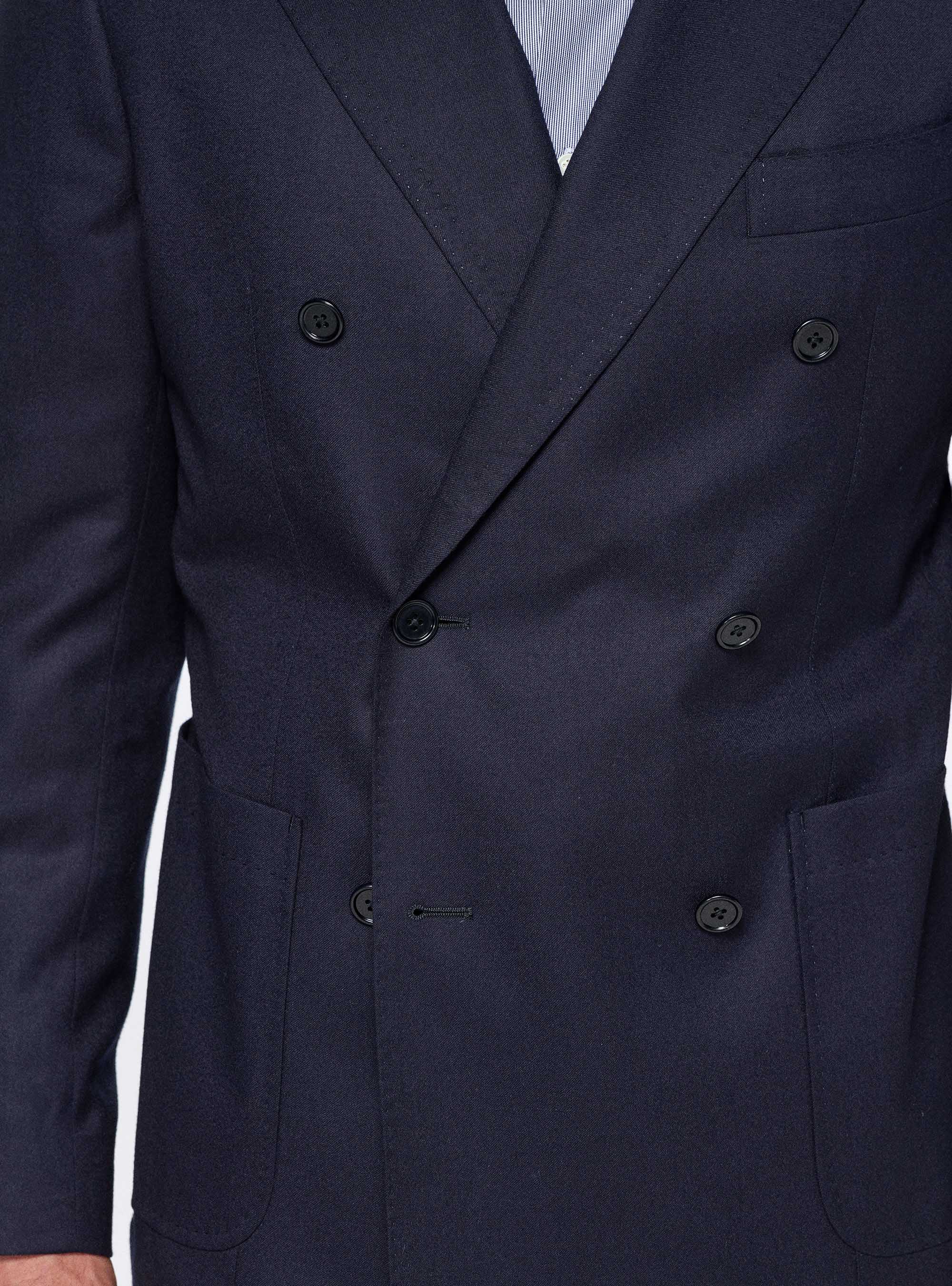 Vitale Barberis Canonico veste en flanelle à double boutonnage, BLEU MARINE