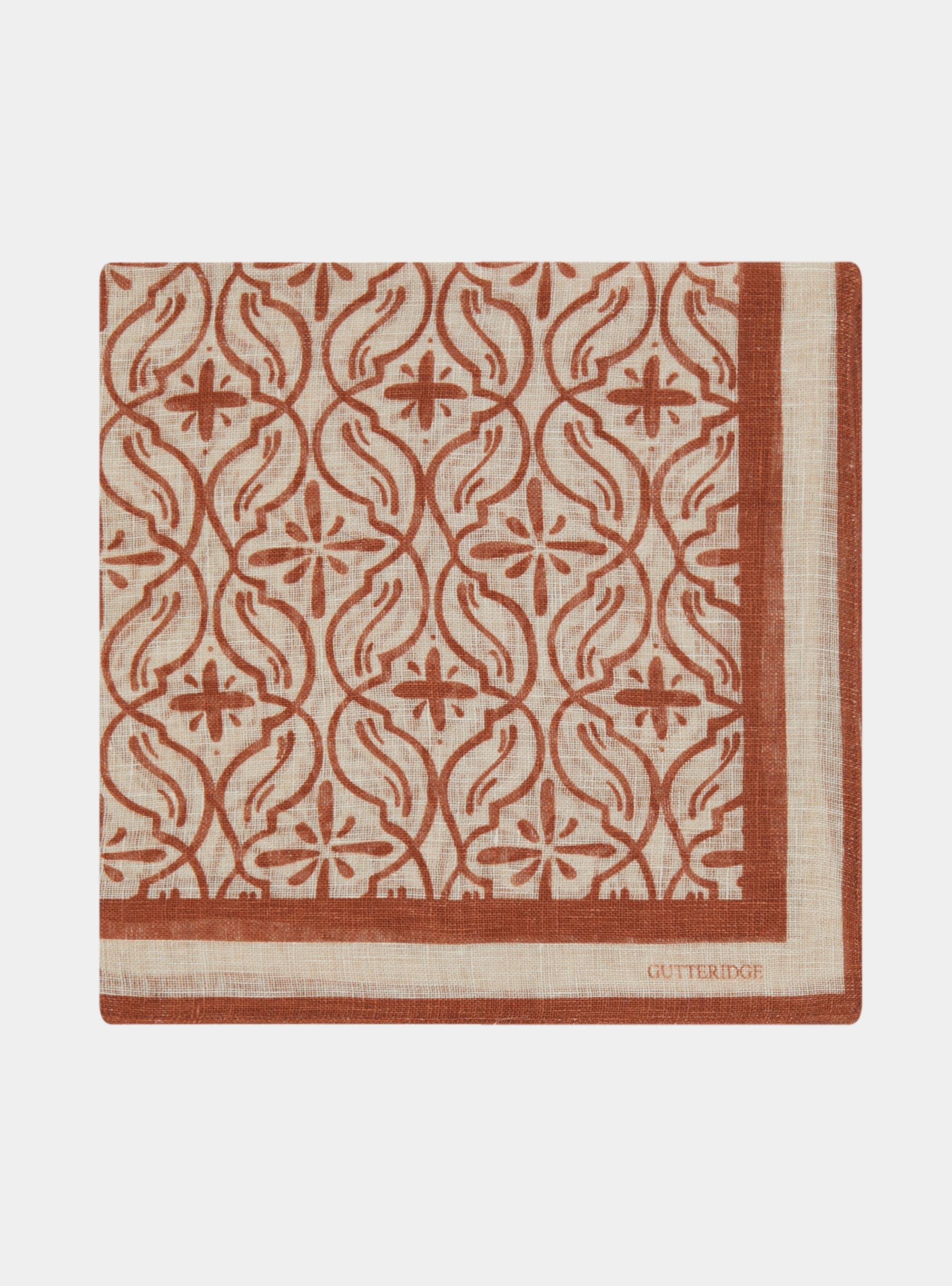 Foulard maioliche in lino stampato, COCCIO