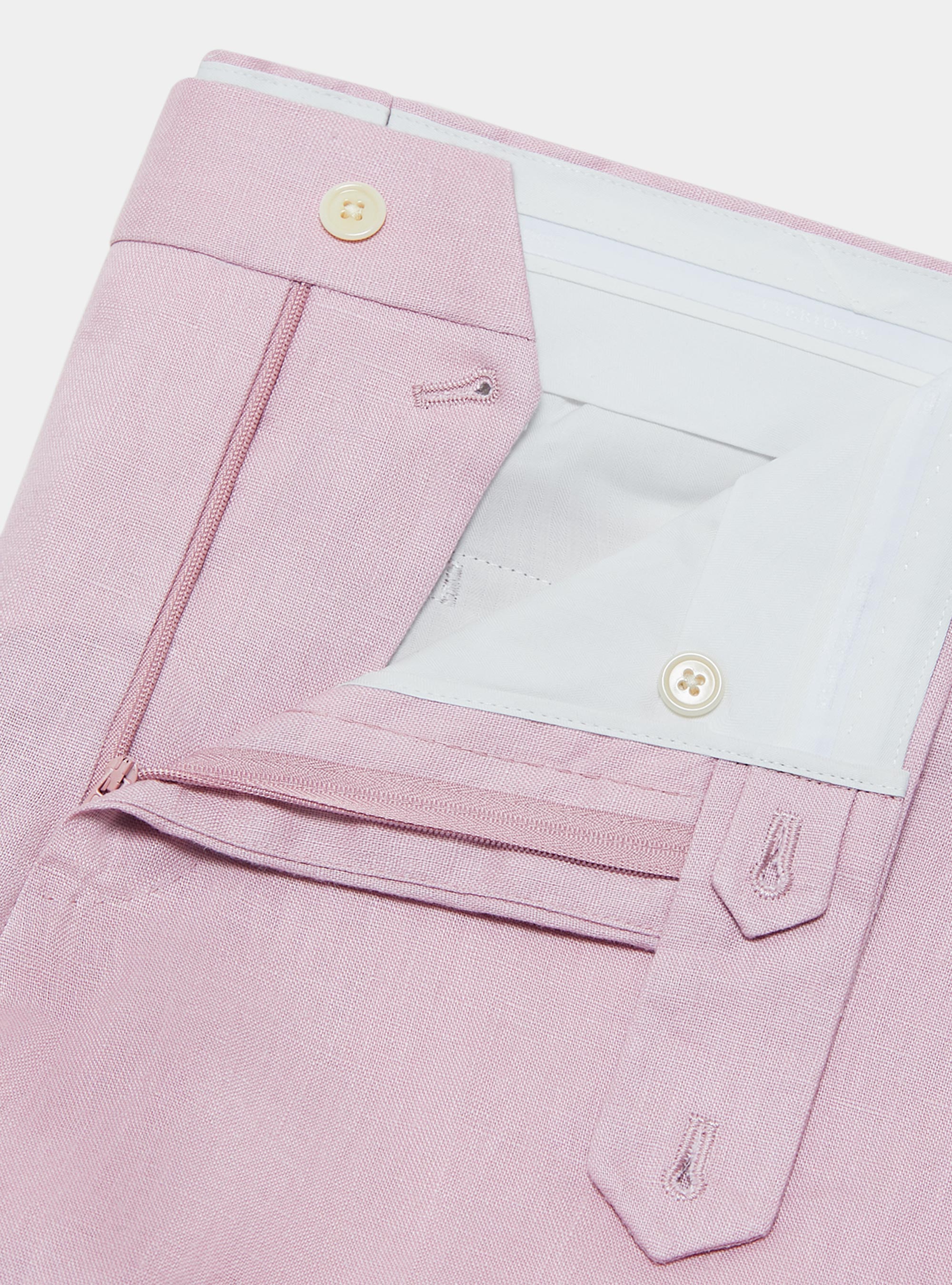 Pantaloni in puro lino, 0441C ROSA SCURO